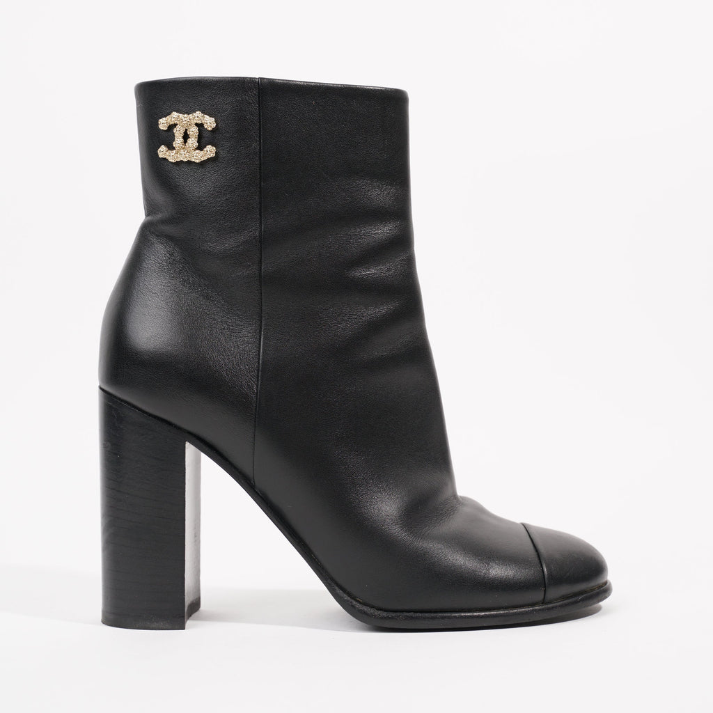Chanel Womens CC Ankle Boot Black EU 37 / UK 4