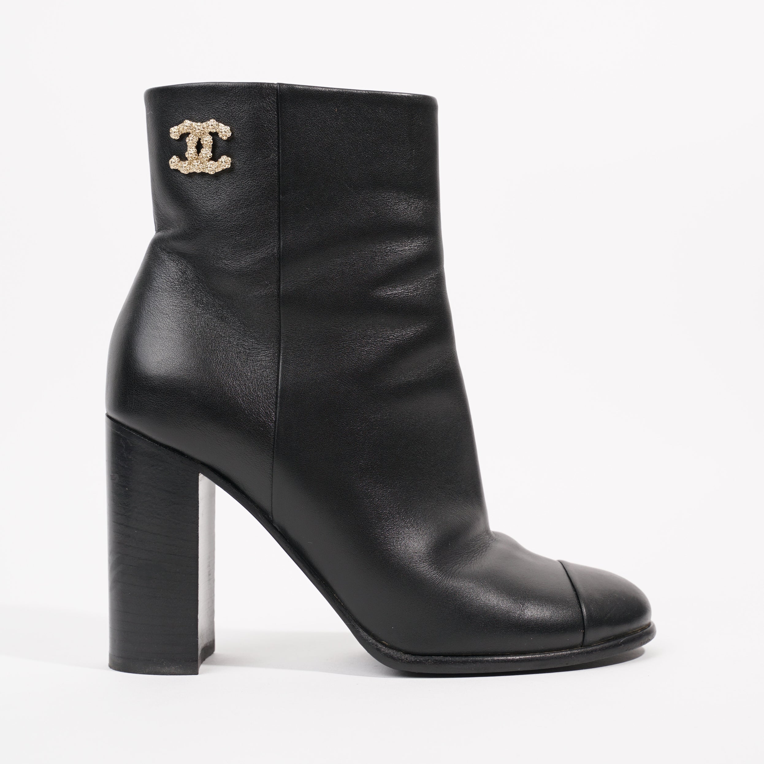 Chanel Womens CC Ankle Boot Black EU 37 / UK 4
