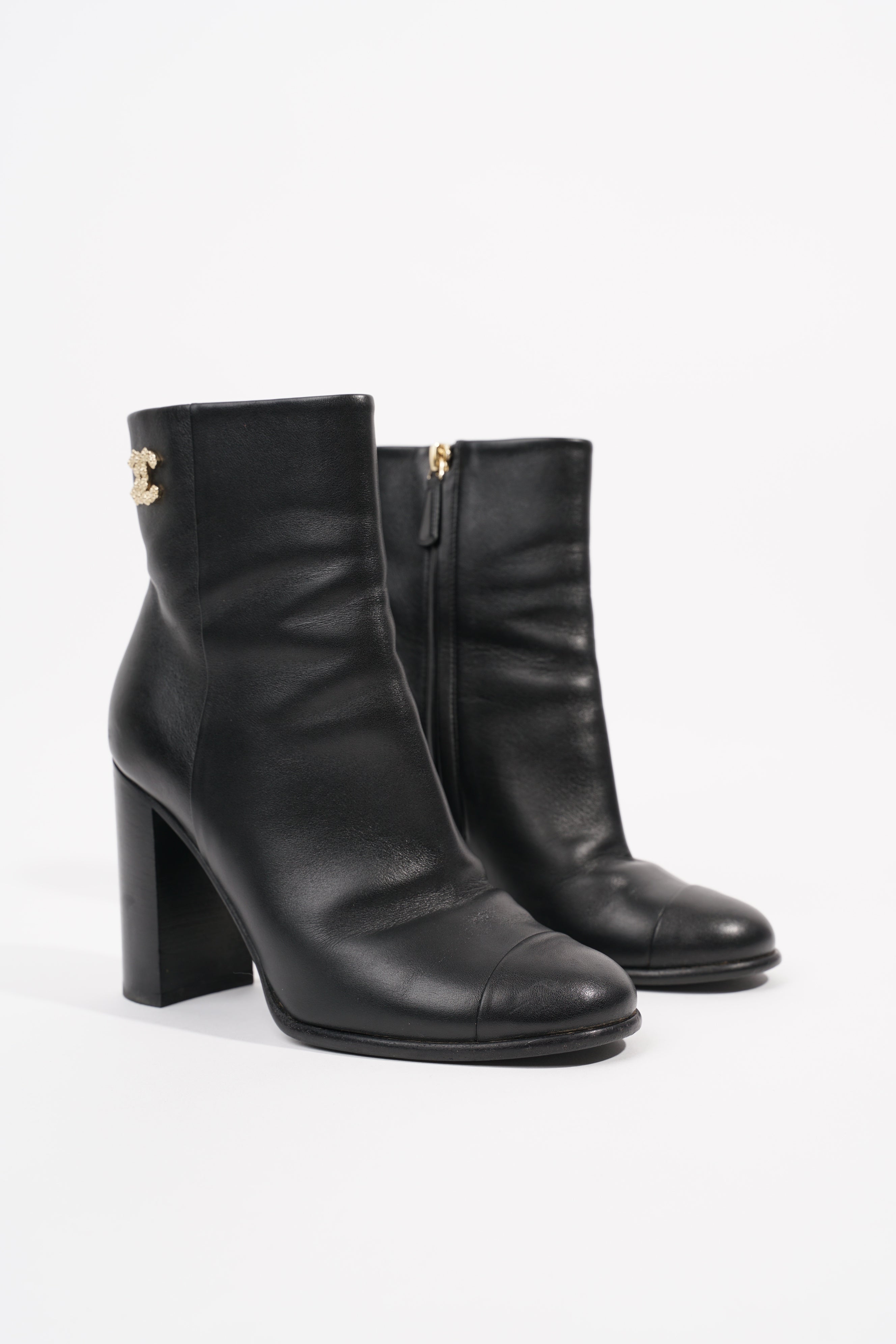 Chanel Womens CC Ankle Boot Black EU 37 / UK 4