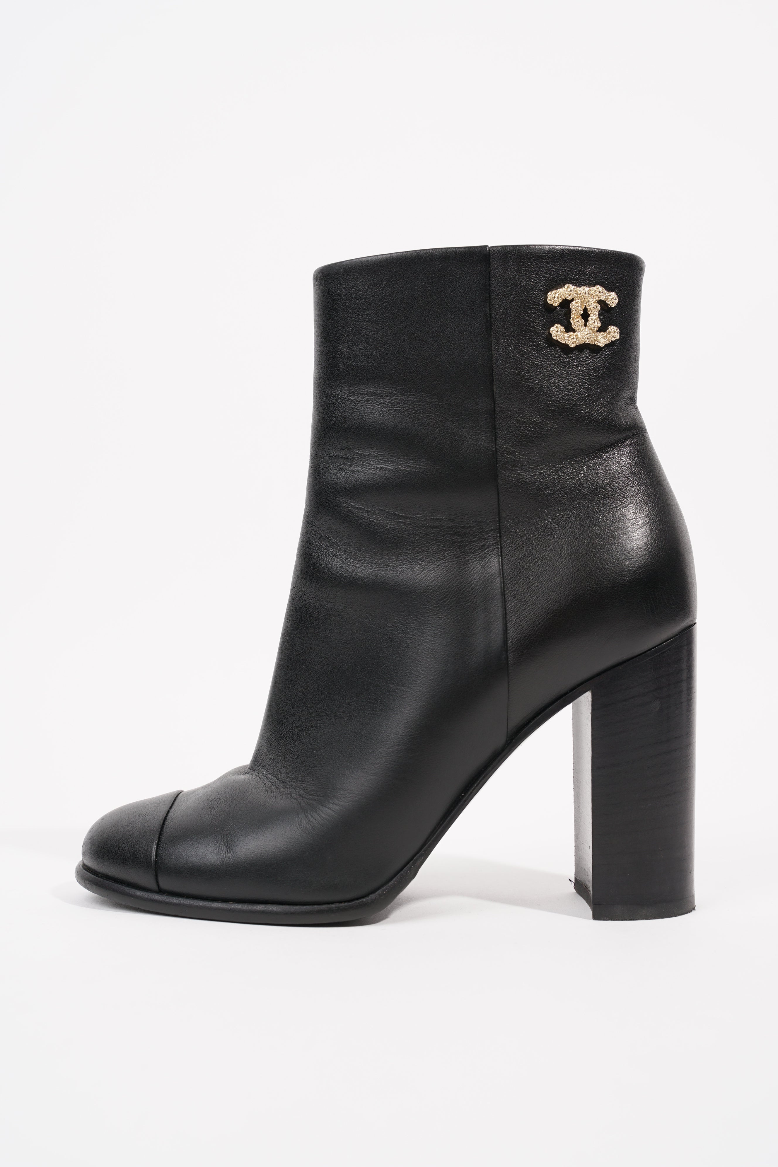 Chanel Womens CC Ankle Boot Black EU 37 / UK 4
