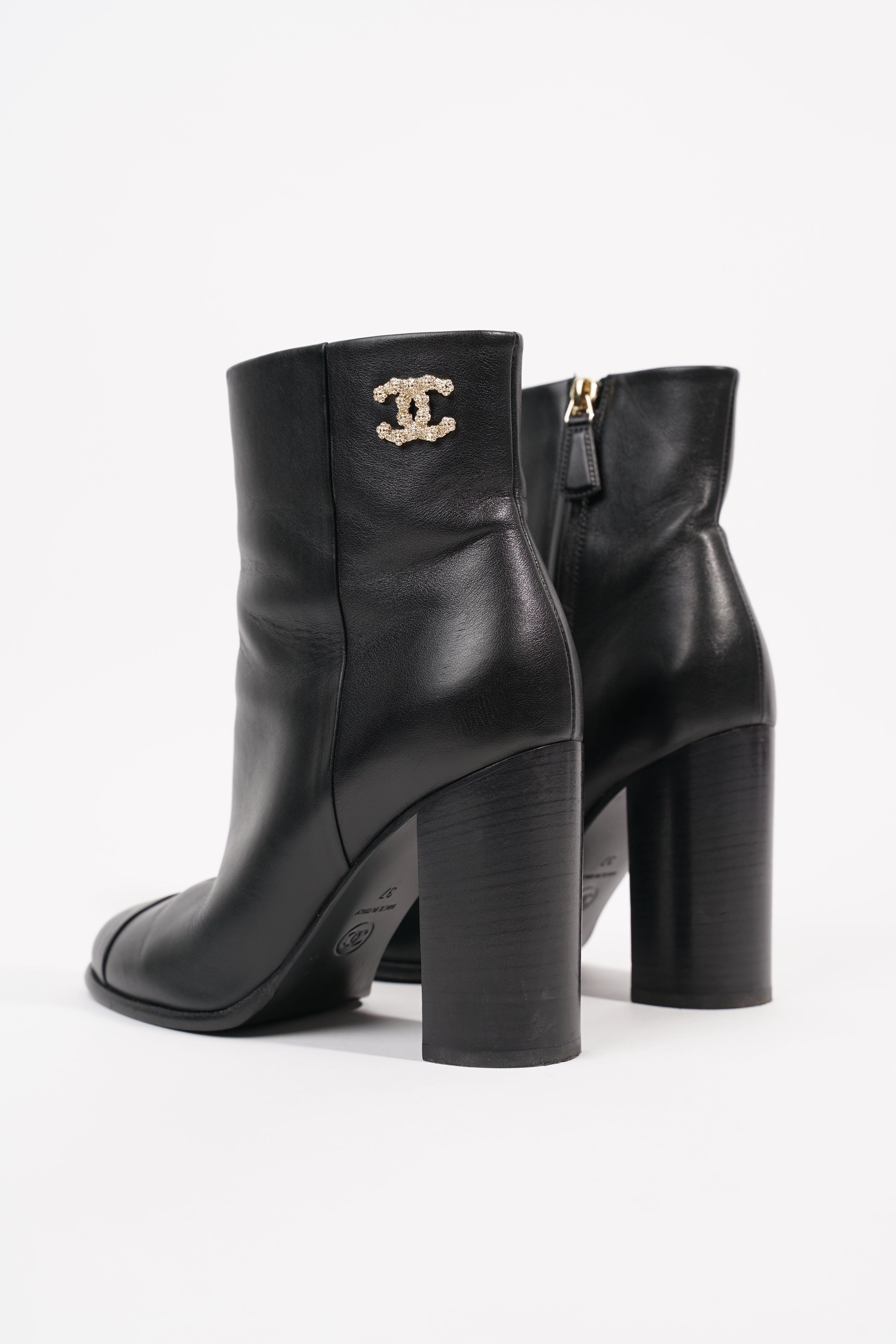 Chanel Womens CC Ankle Boot Black EU 37 / UK 4