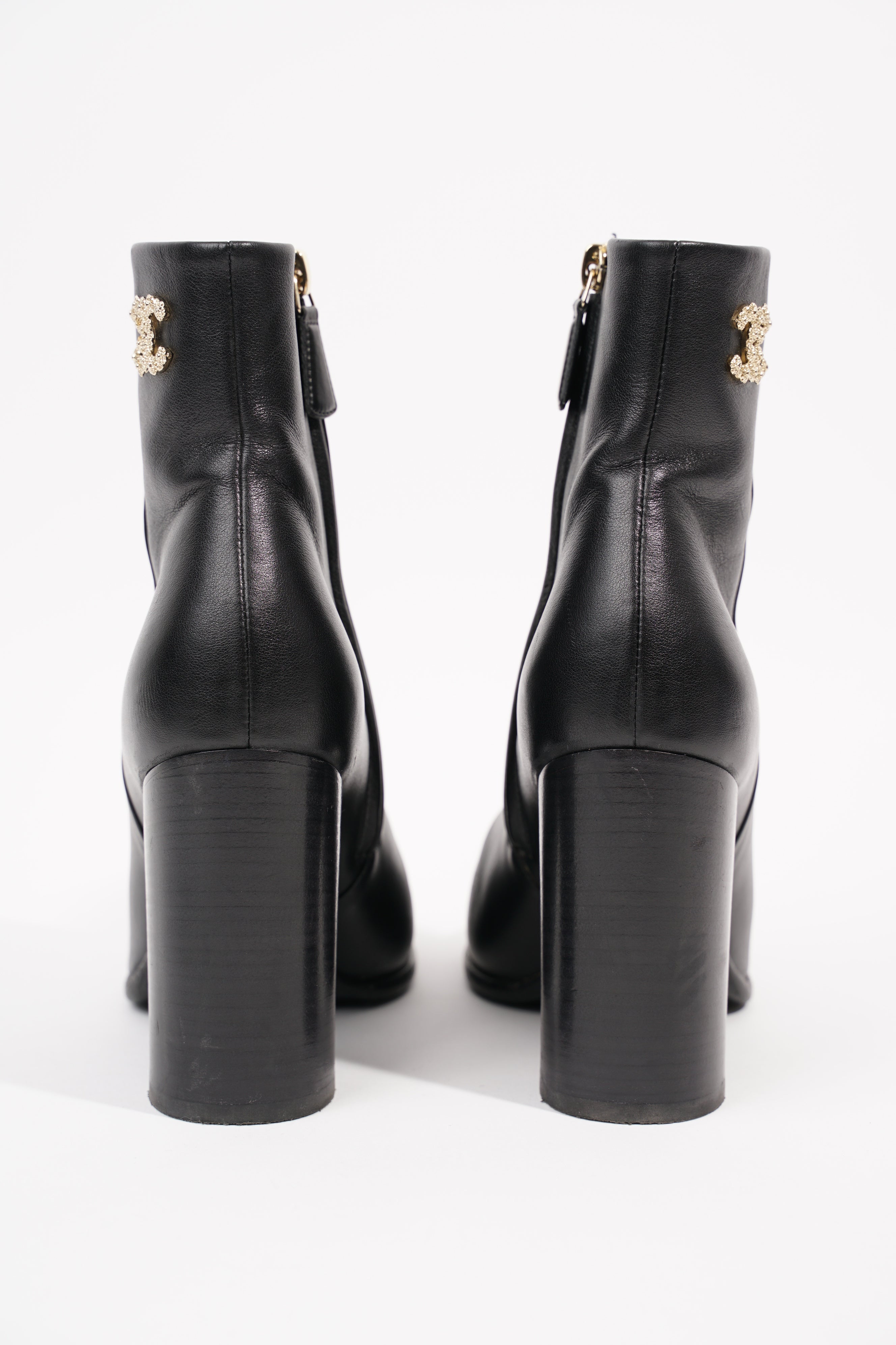 Chanel Womens CC Ankle Boot Black EU 37 / UK 4