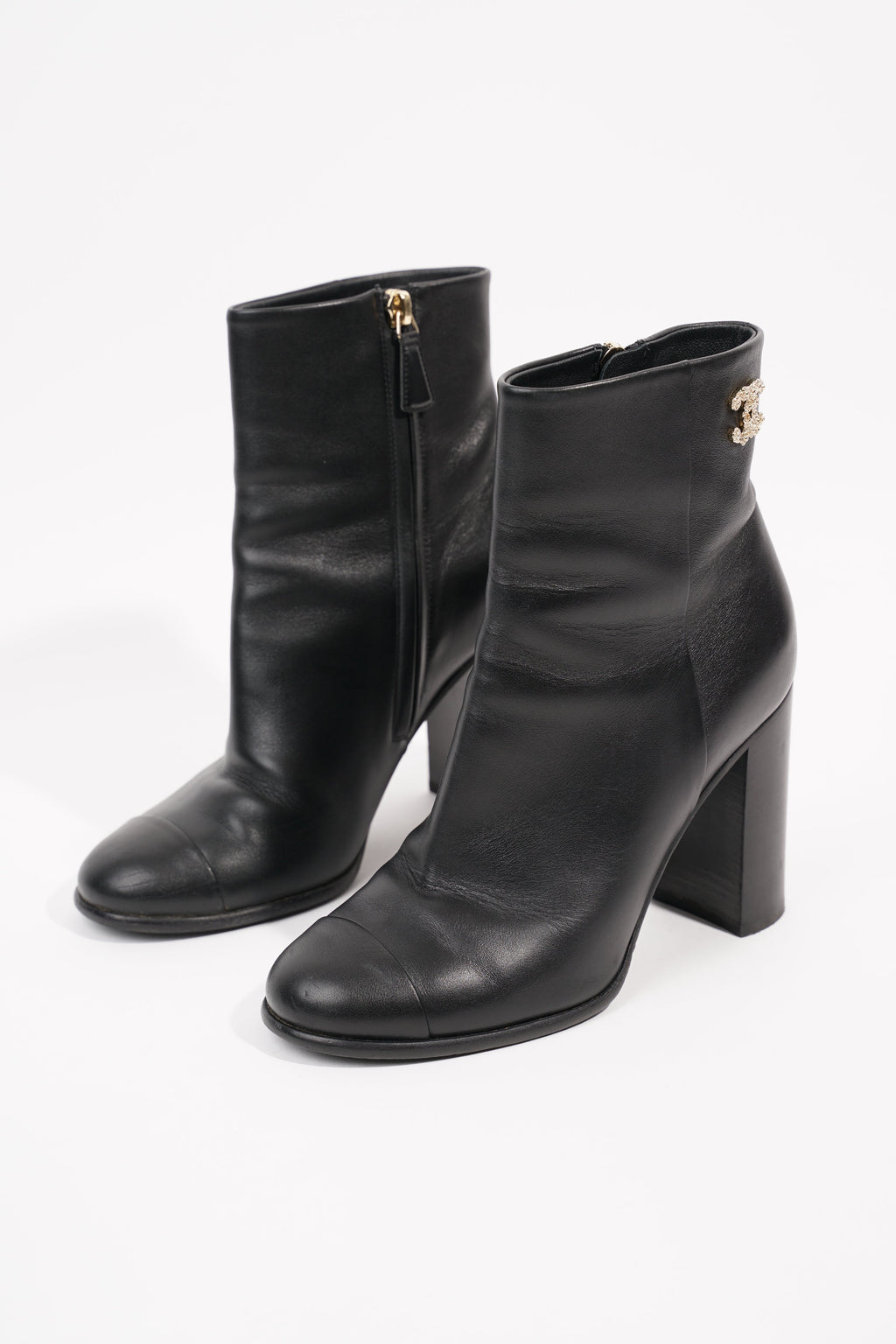 Chanel Womens CC Ankle Boot Black EU 37 / UK 4