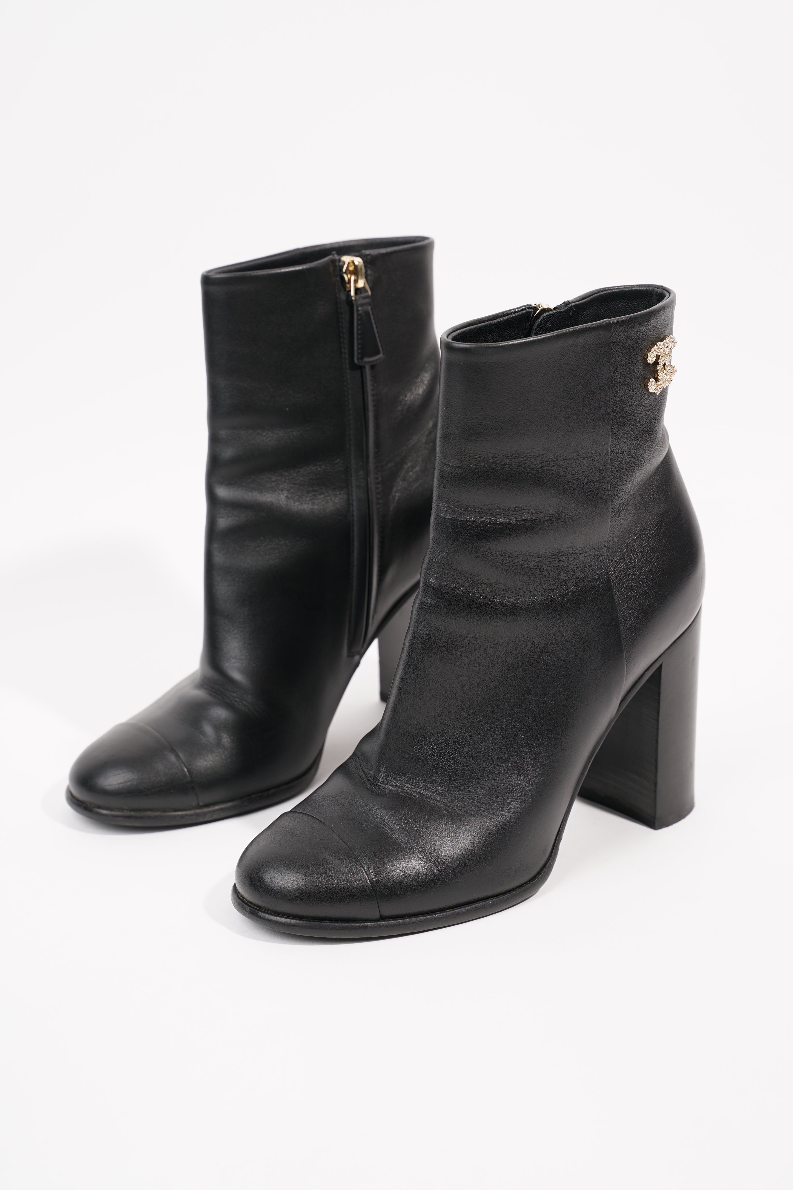Chanel Womens CC Ankle Boot Black EU 37 / UK 4
