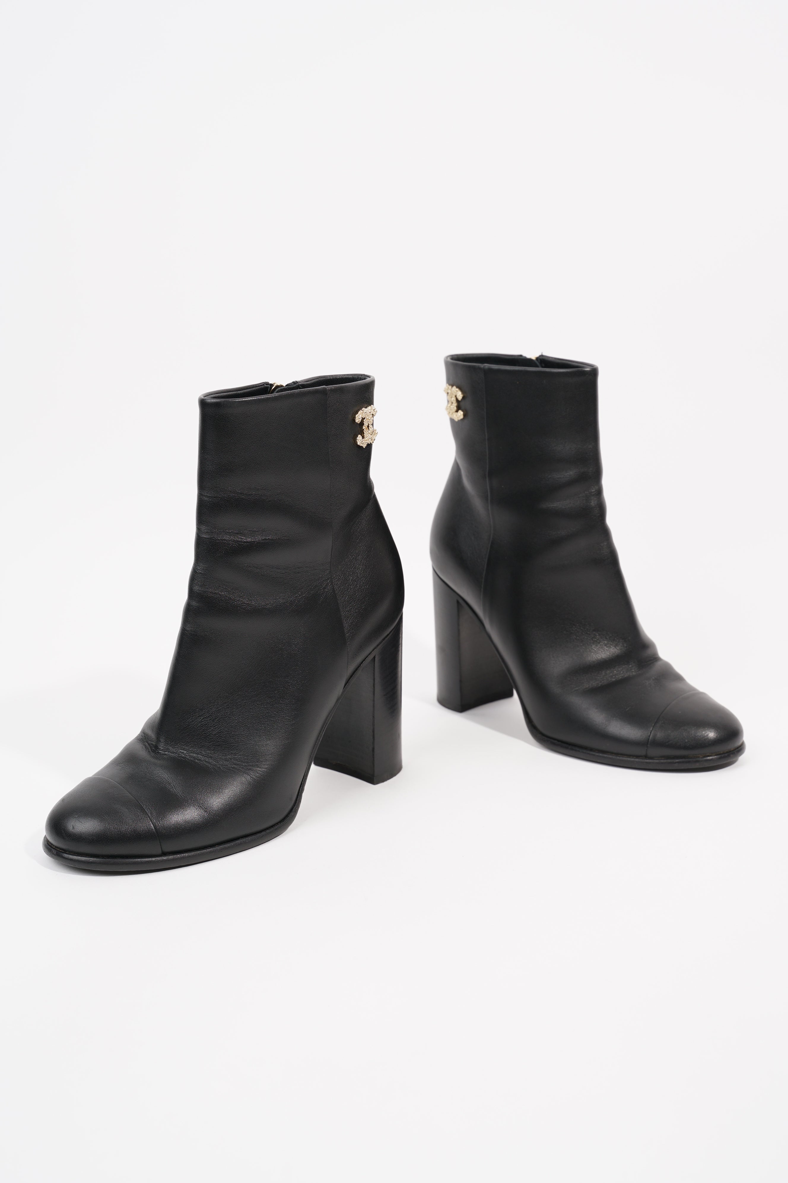 Chanel Womens CC Ankle Boot Black EU 37 / UK 4
