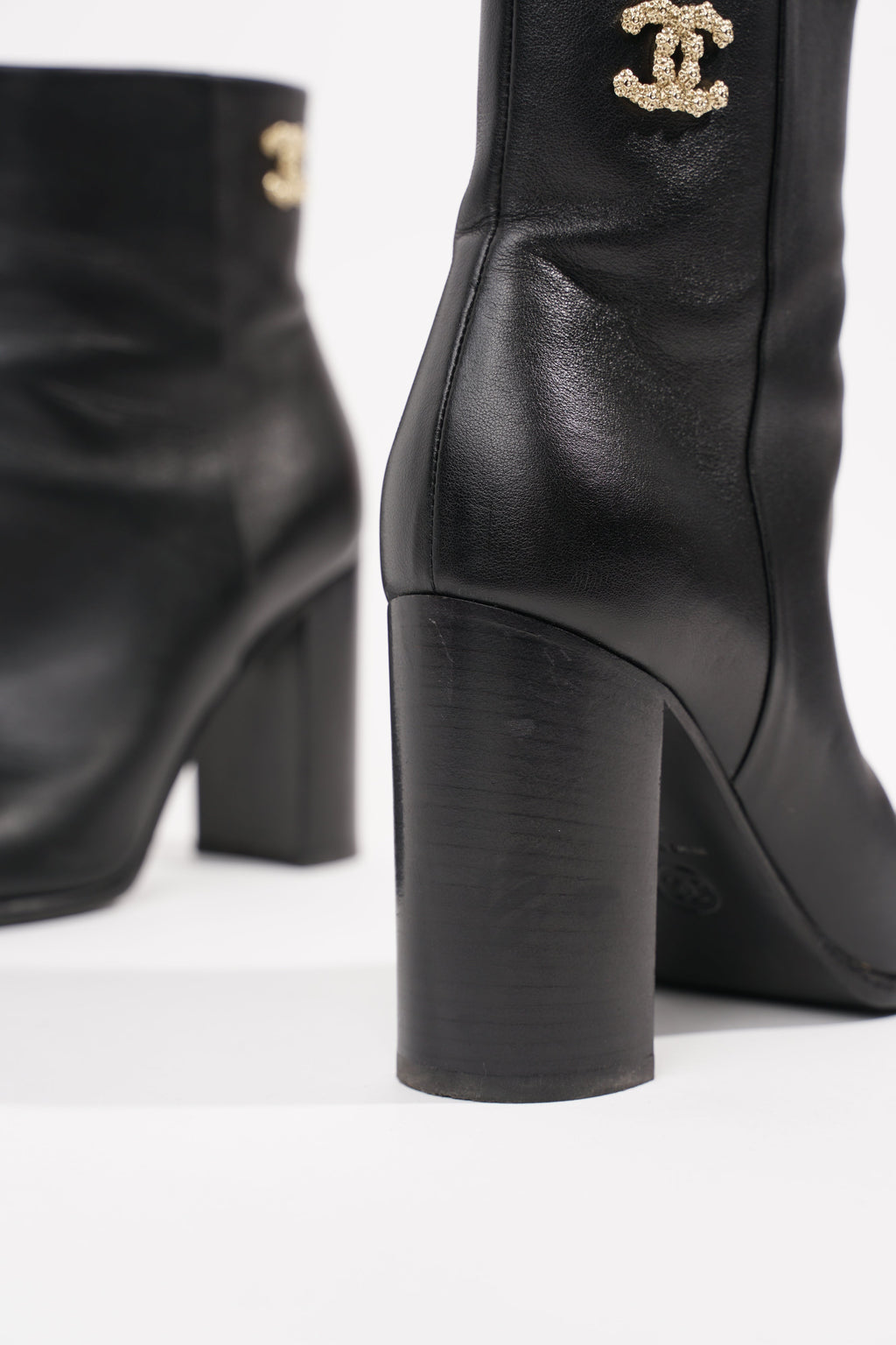 Chanel Womens CC Ankle Boot Black EU 37 / UK 4