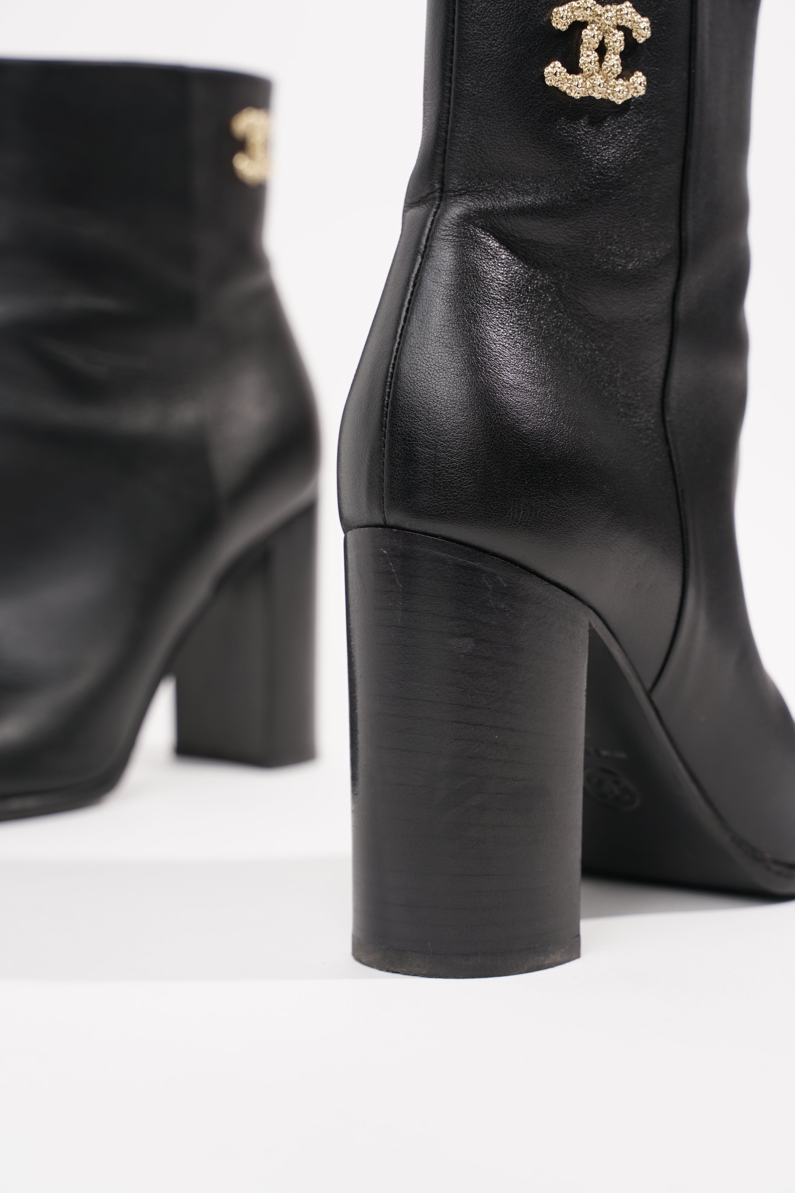 Chanel Womens CC Ankle Boot Black EU 37 / UK 4