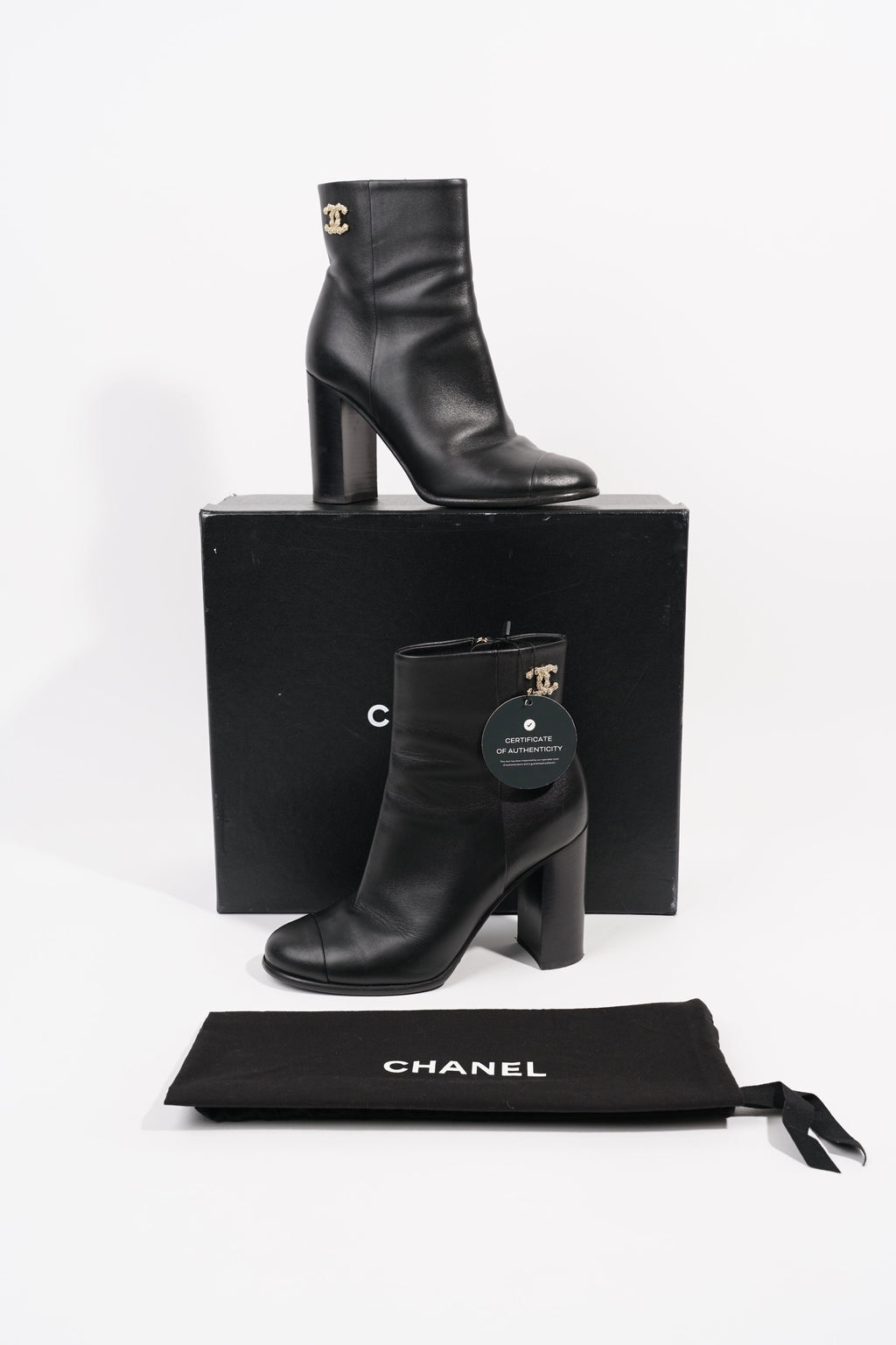 Chanel Womens CC Ankle Boot Black EU 37 / UK 4