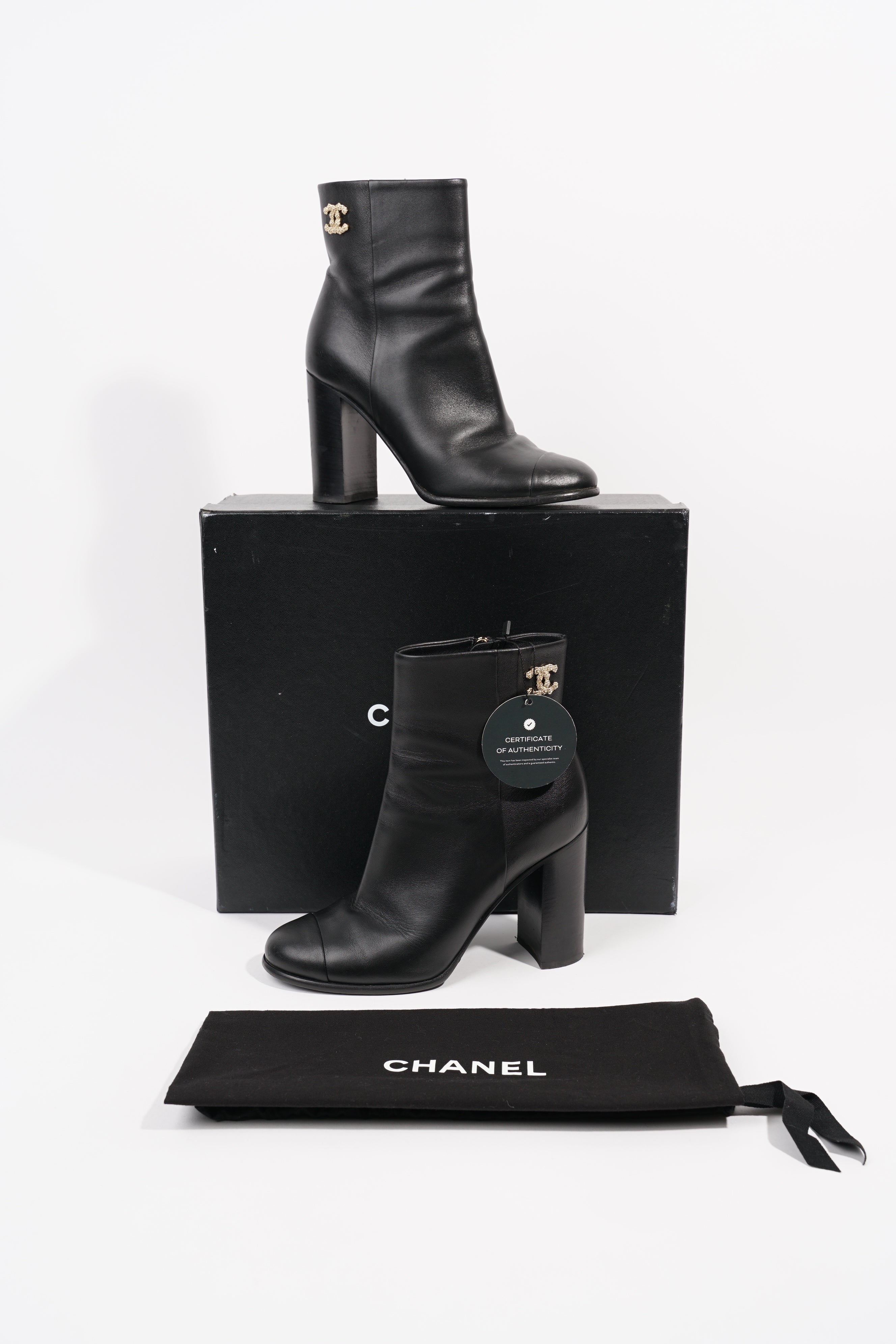 Chanel Womens CC Ankle Boot Black EU 37 / UK 4