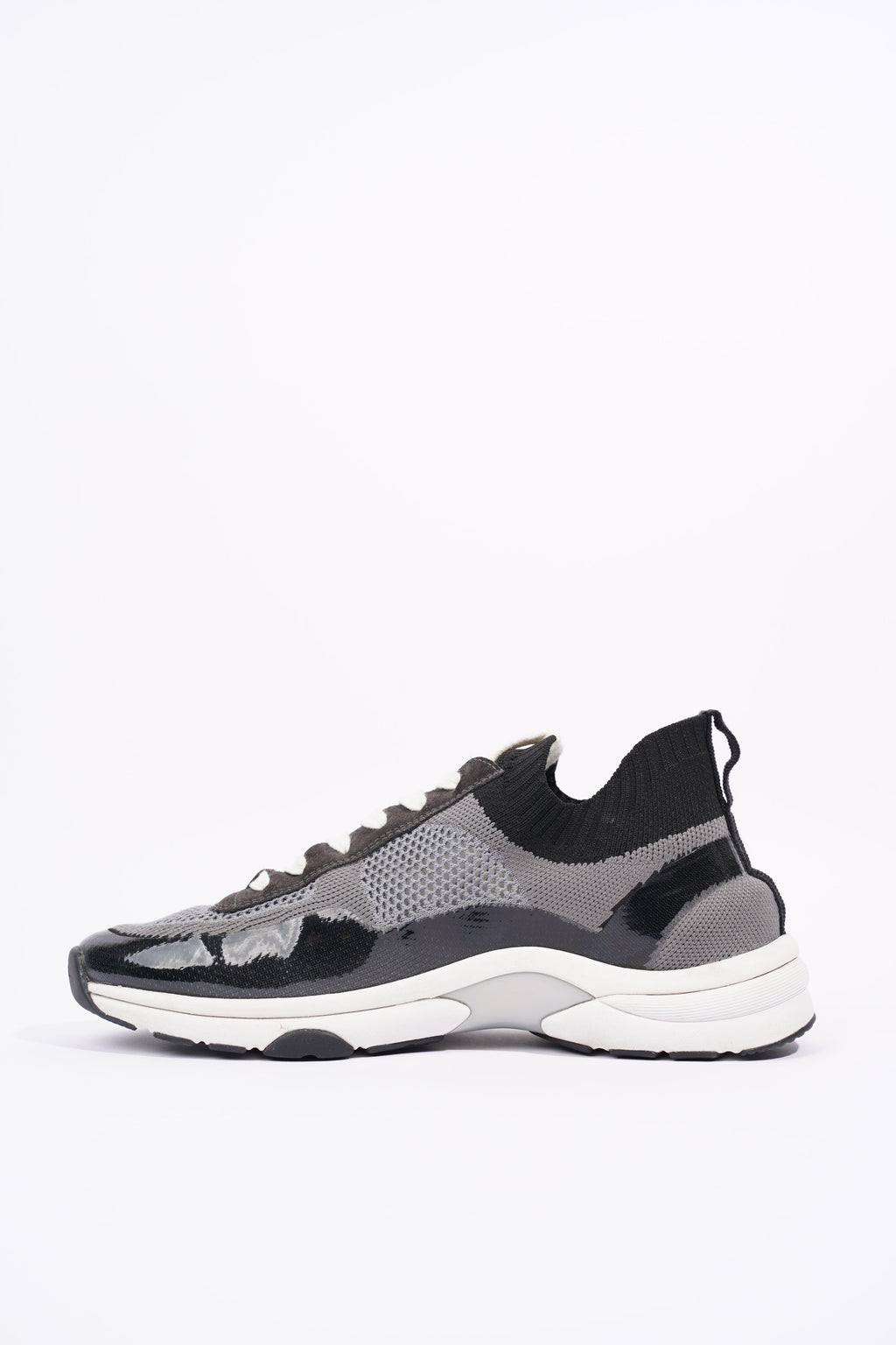 Chanel Womens CC Logo Knit Sneakers Black / Grey EU 40.5 / UK 7.5