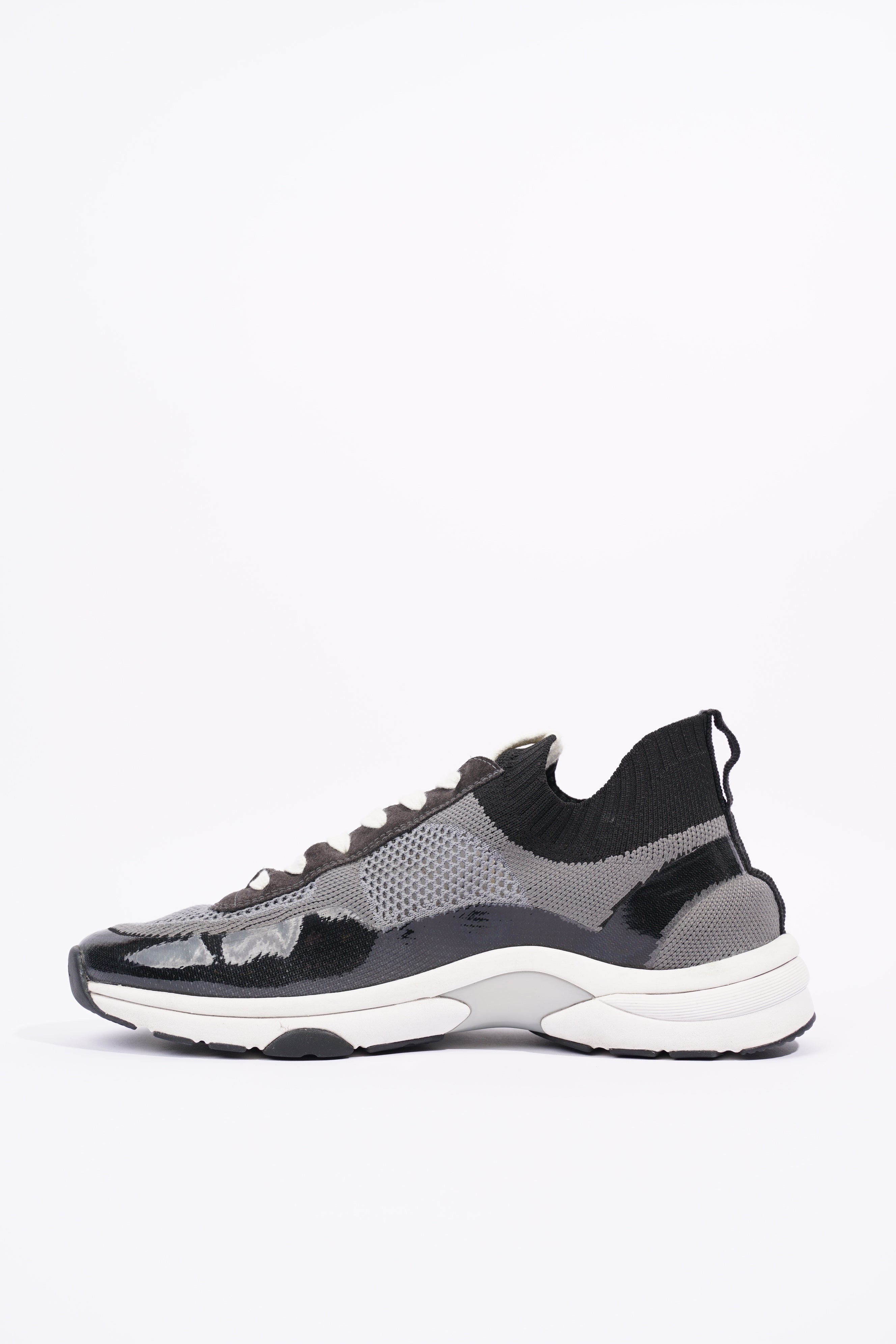 Chanel Womens CC Logo Knit Sneakers Black / Grey EU 40.5 / UK 7.5