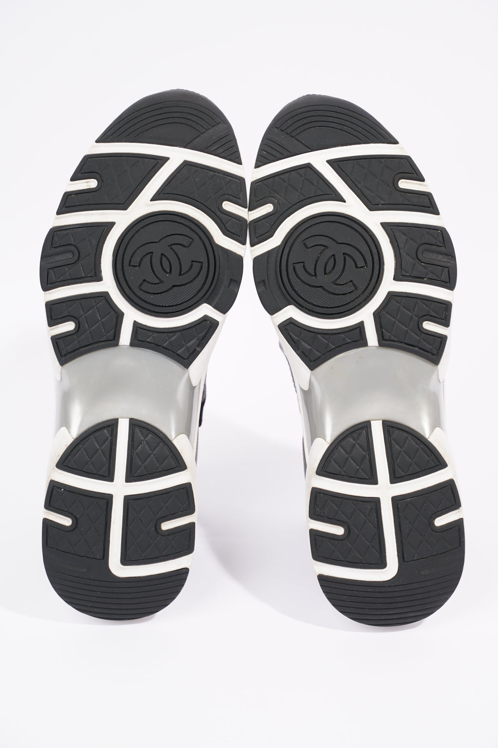 Chanel Womens CC Logo Knit Sneakers Black / Grey EU 40.5 / UK 7.5