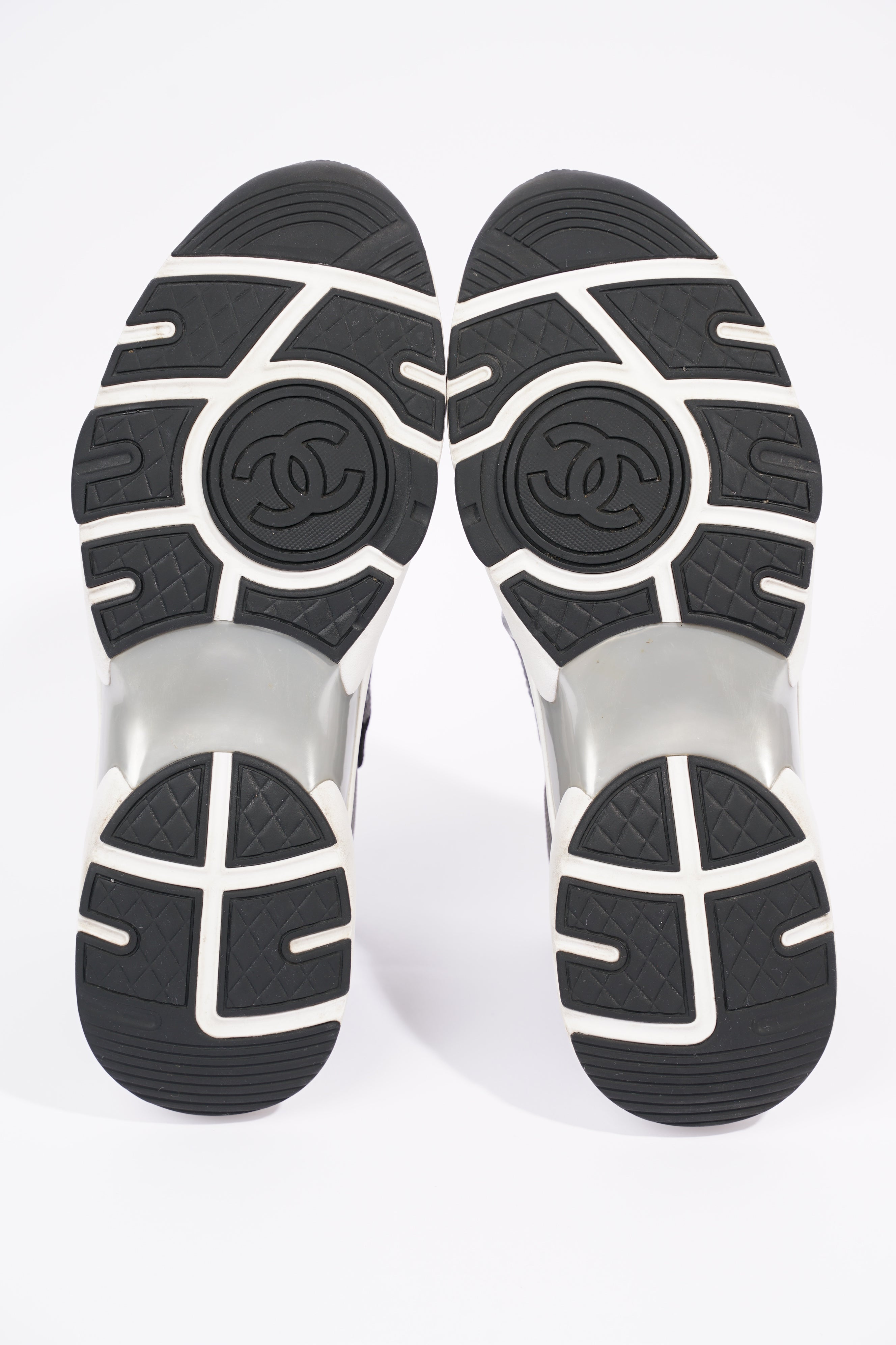 Chanel Womens CC Logo Knit Sneakers Black / Grey EU 40.5 / UK 7.5