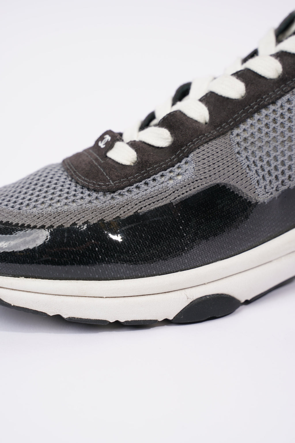 Chanel Womens CC Logo Knit Sneakers Black / Grey EU 40.5 / UK 7.5