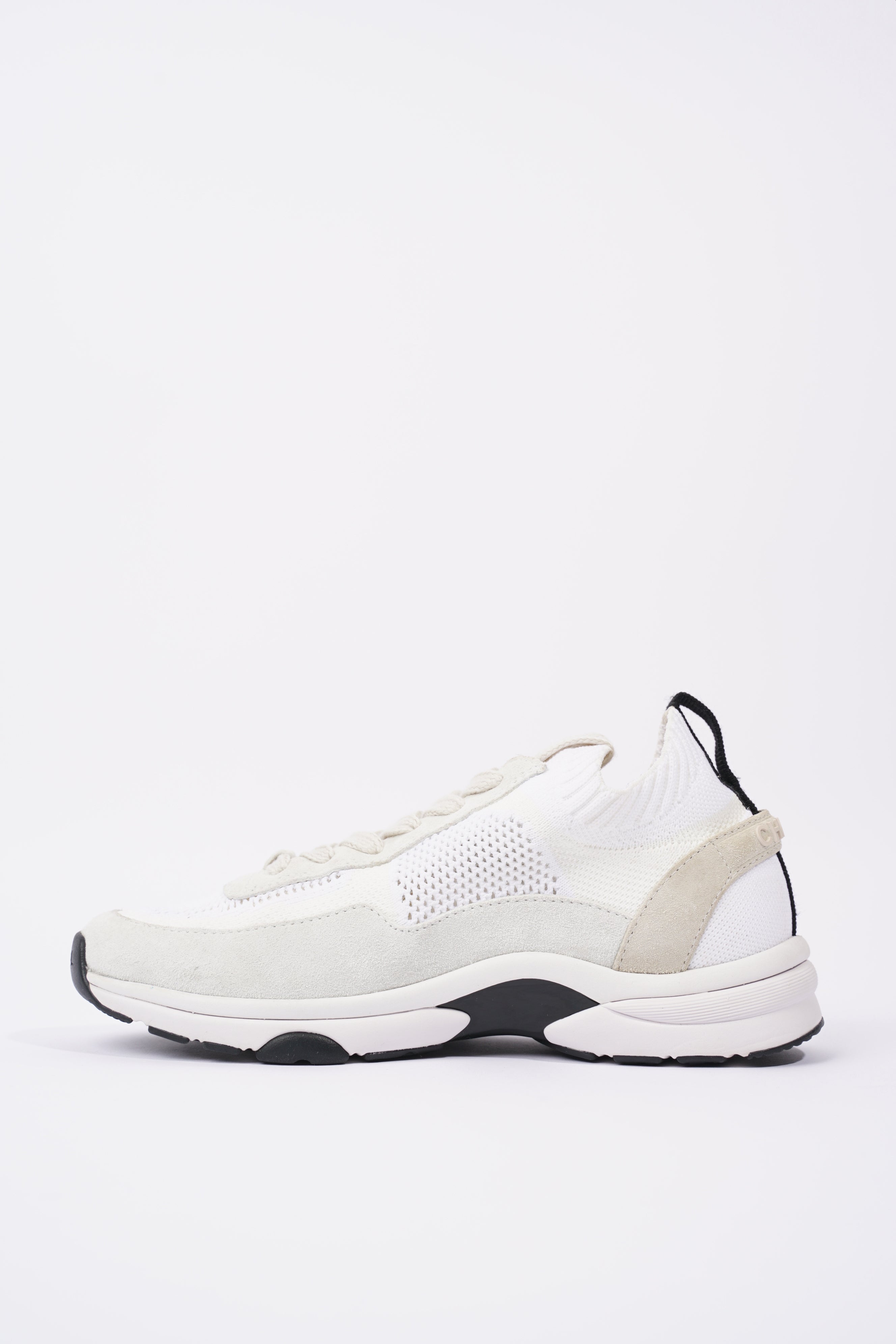 Chanel Womens CC Logo Knit Sneakers White EU 36.5 / UK 3.5