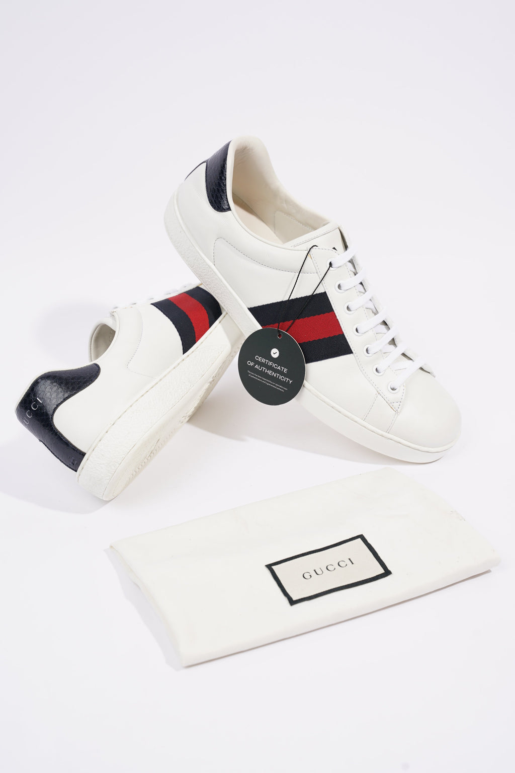 Gucci Mens Ace White / Navy / Red EU 44.5 / UK 10.5