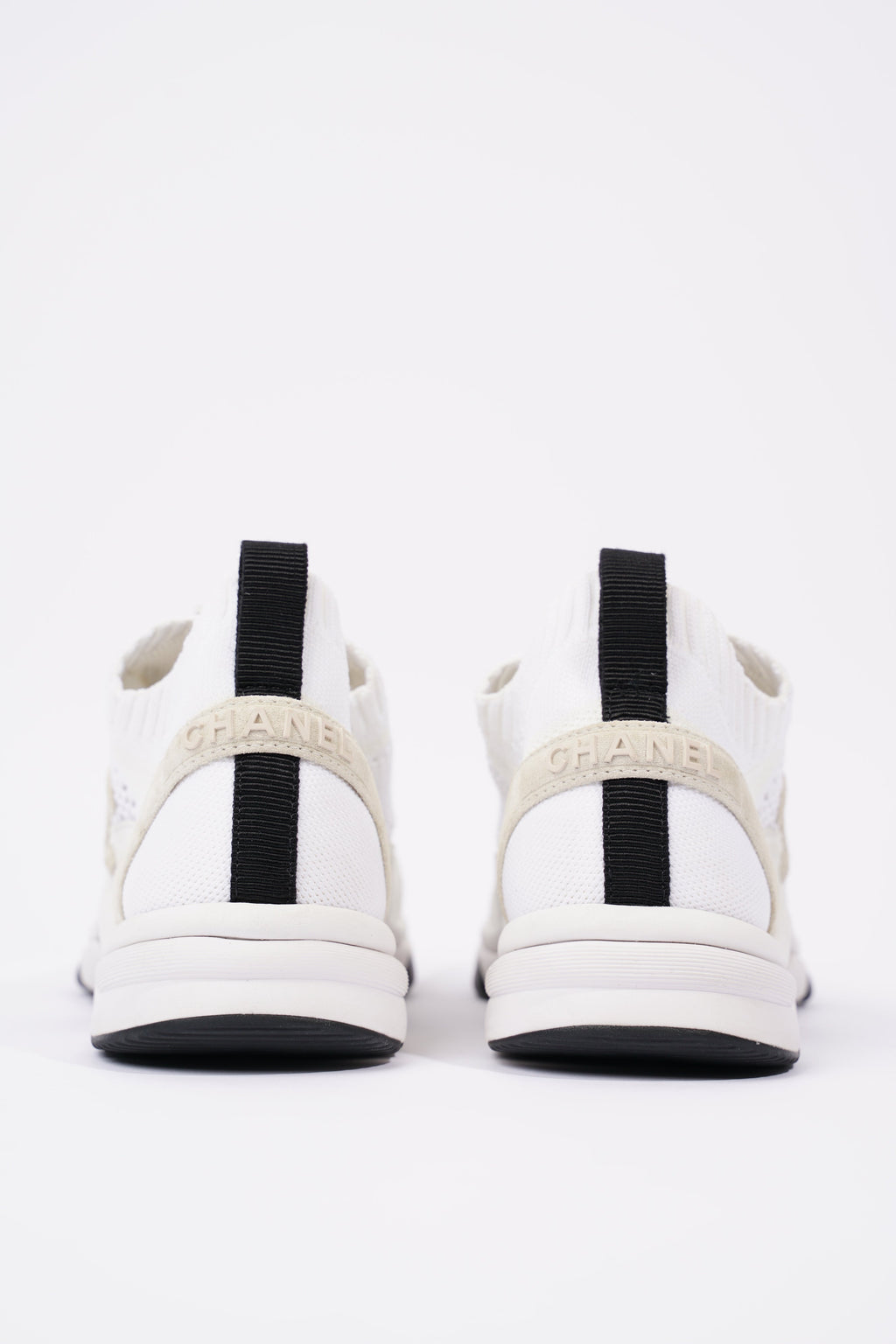 Chanel Womens CC Logo Knit Sneakers White EU 36.5 / UK 3.5