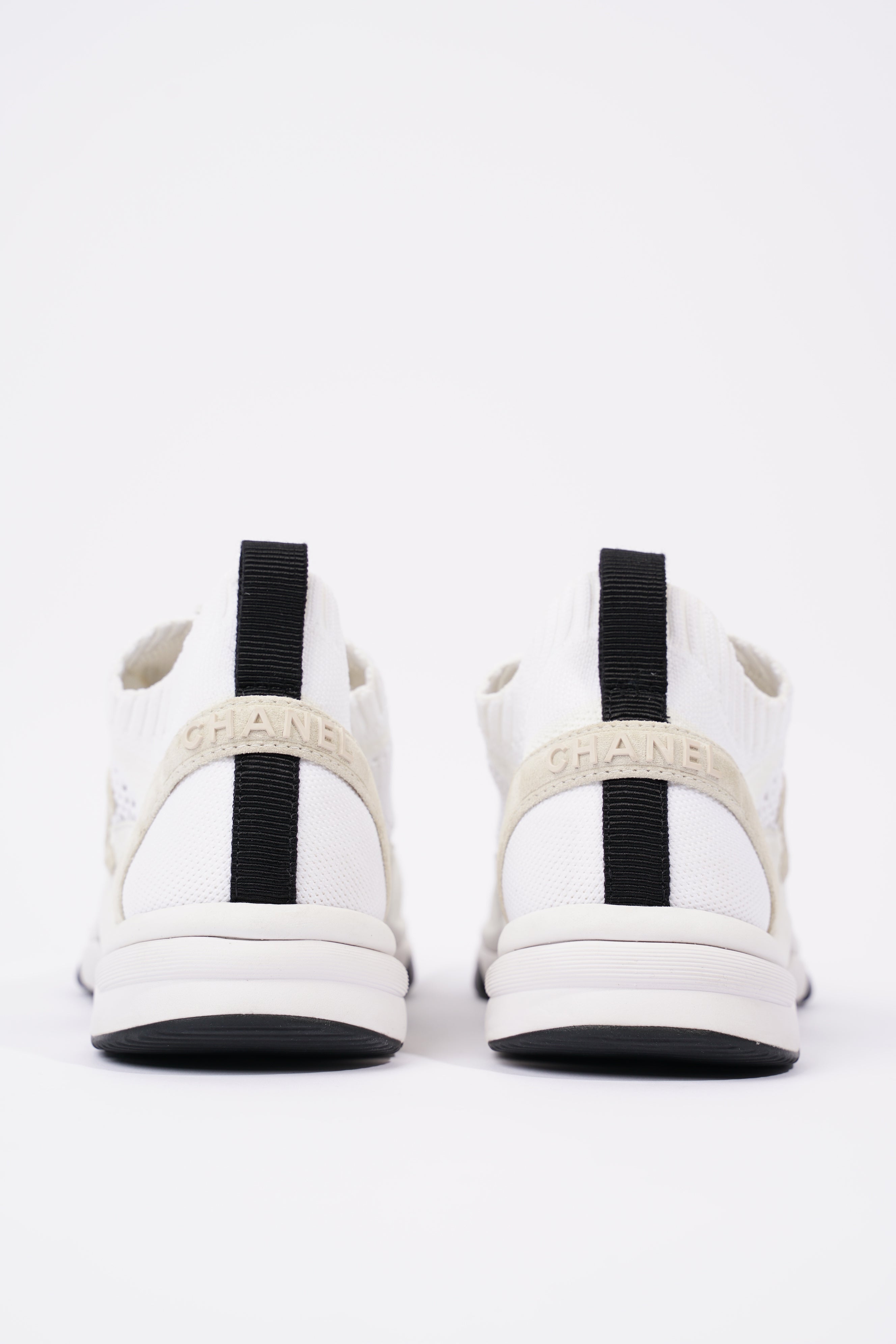 Chanel Womens CC Logo Knit Sneakers White EU 36.5 / UK 3.5