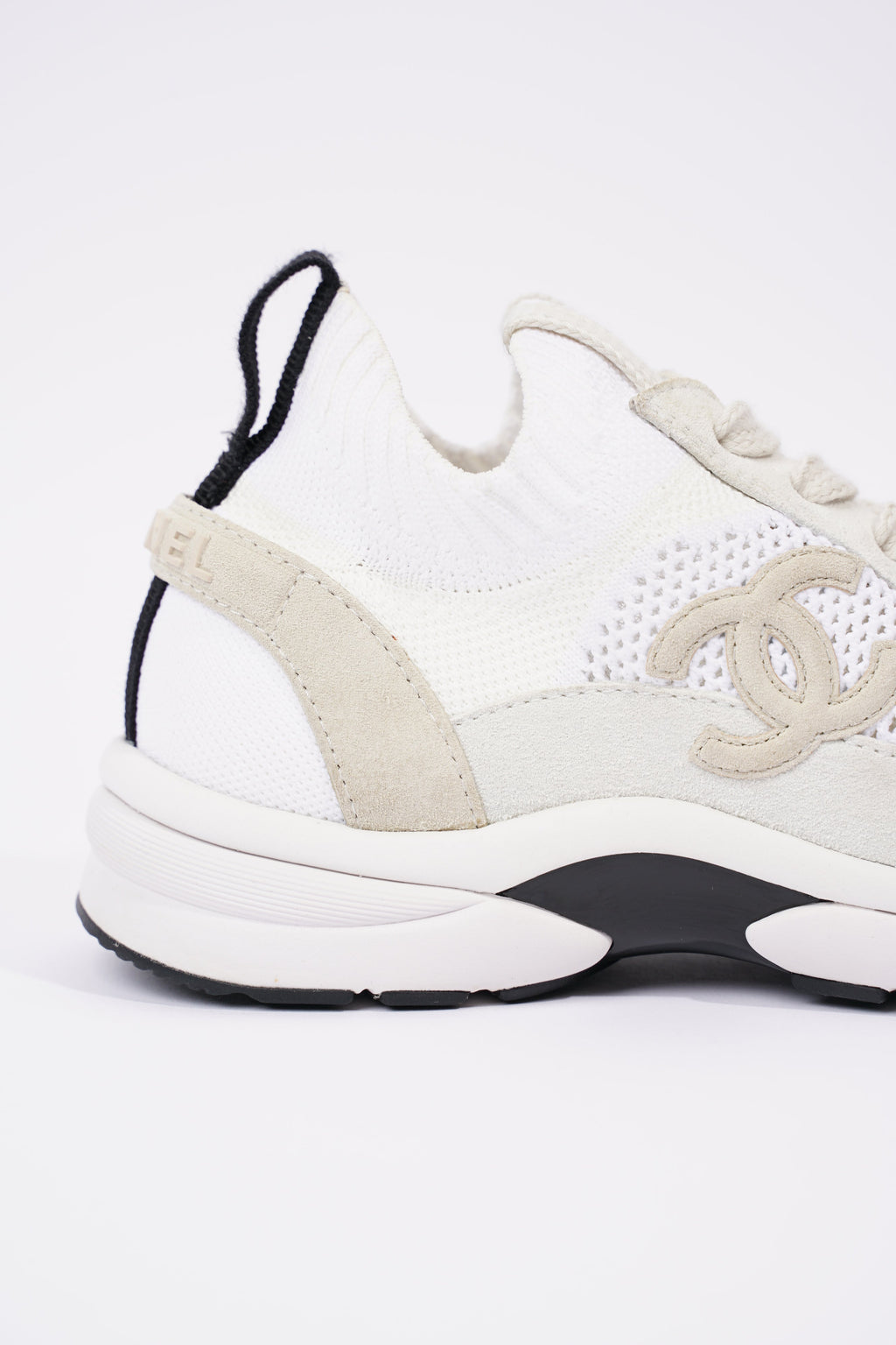 Chanel Womens CC Logo Knit Sneakers White EU 36.5 / UK 3.5