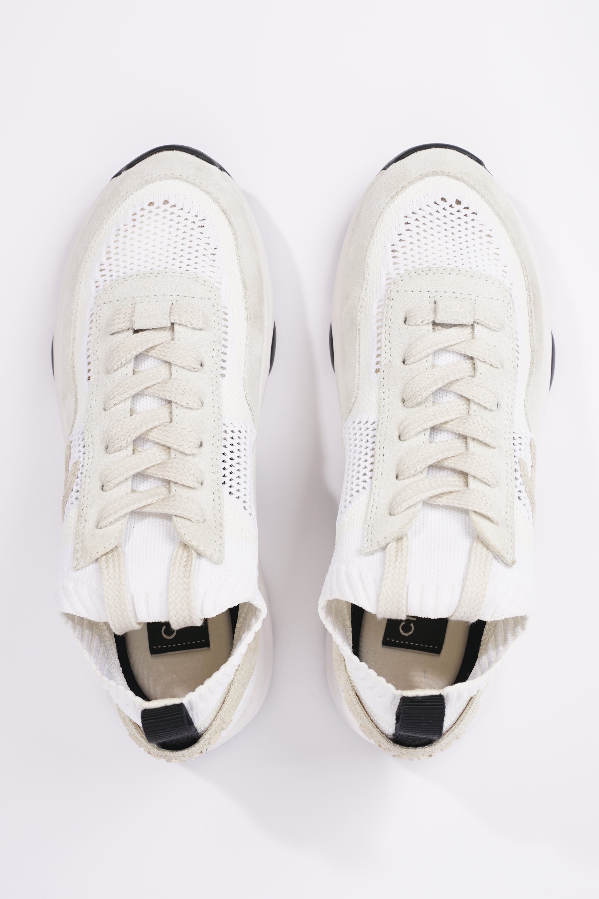 Chanel Womens CC Logo Knit Sneakers White EU 36.5 / UK 3.5