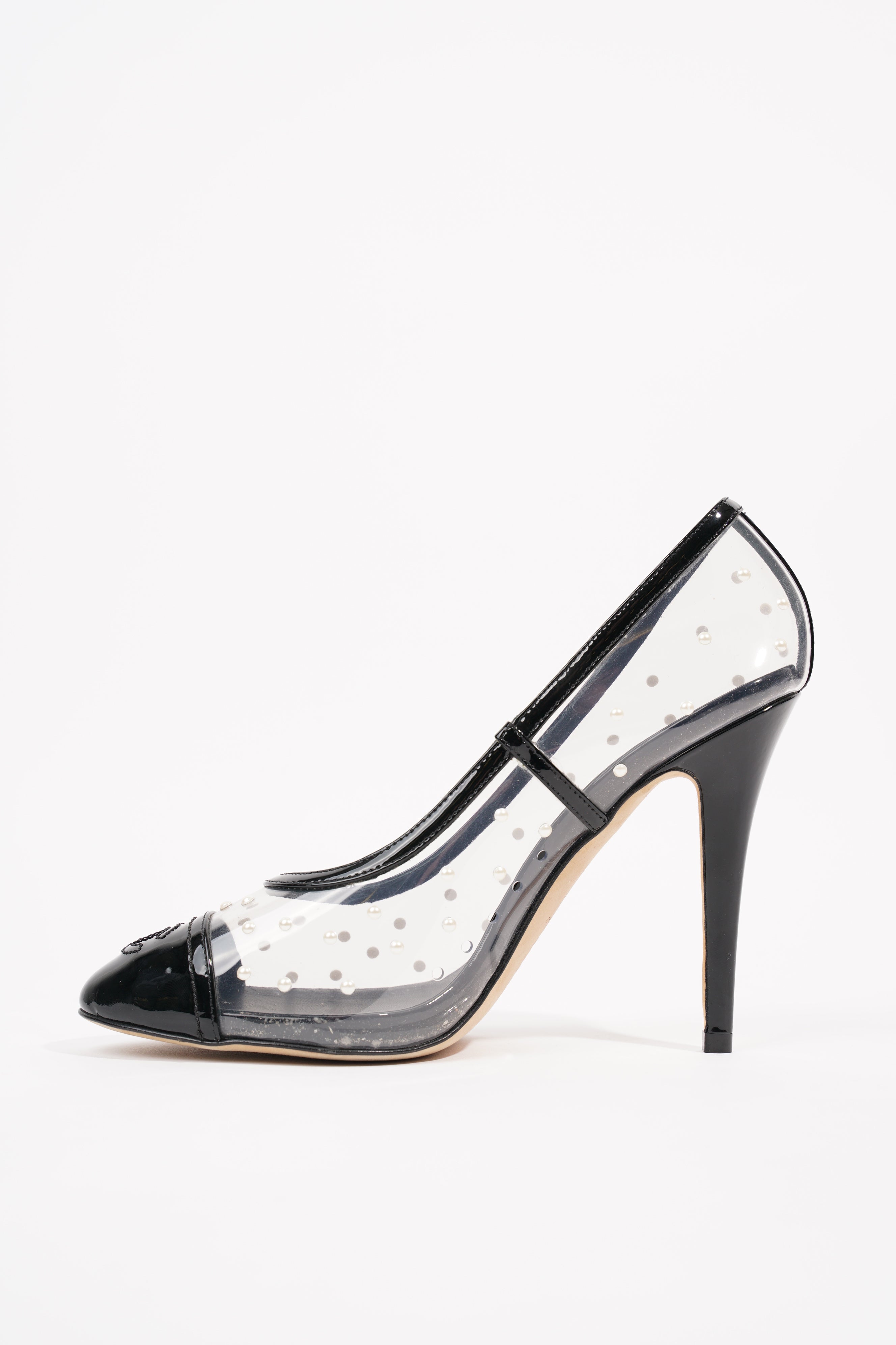 Chanel Womens Transparent Pump Black EU 38 / UK 5
