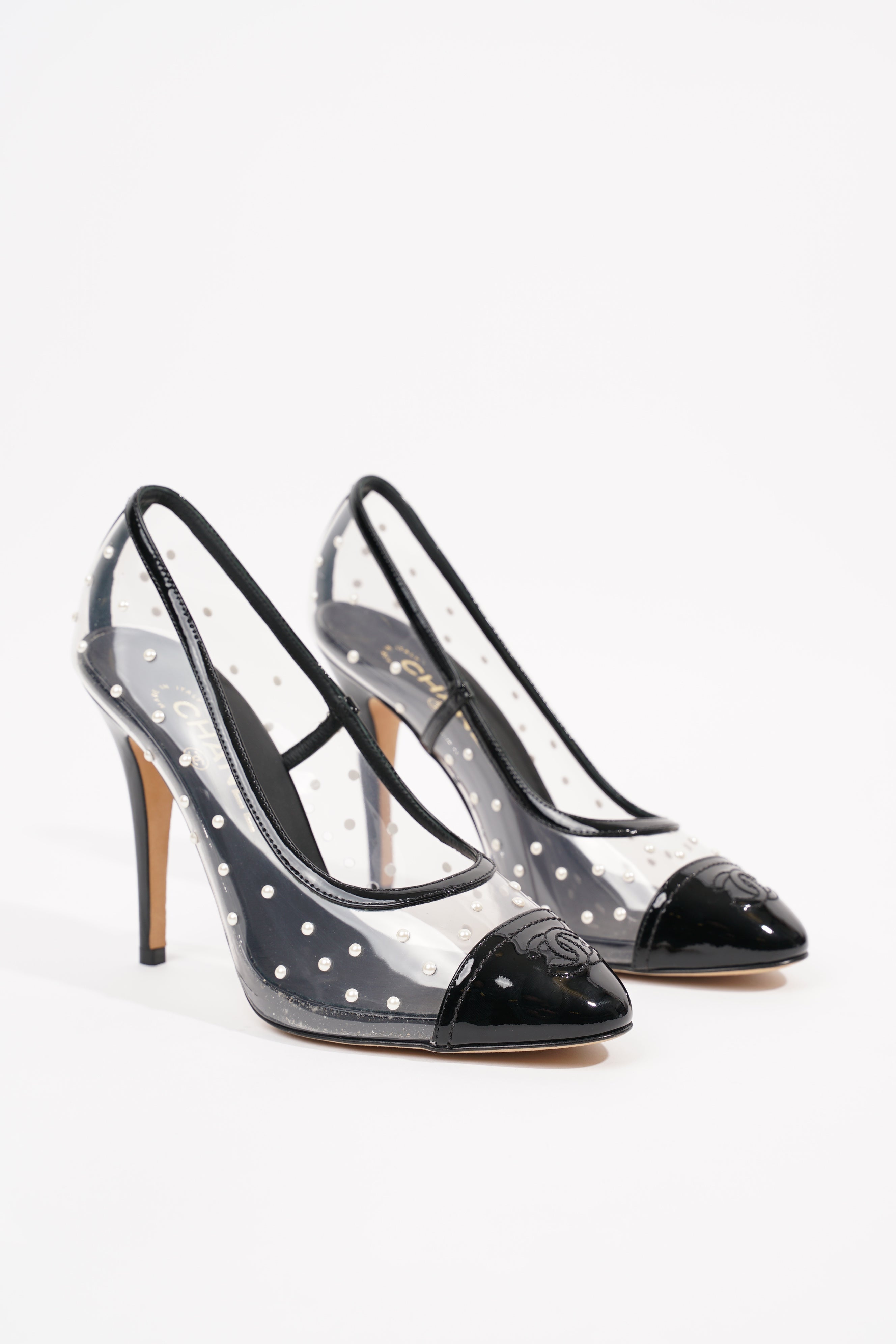 Chanel Womens Transparent Pump Black EU 38 / UK 5