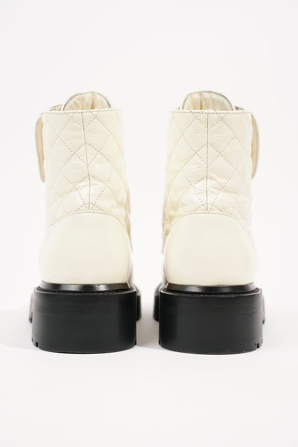 Chanel Womens CC Lace Up Boots White Black EU 35.5 / UK 2.5