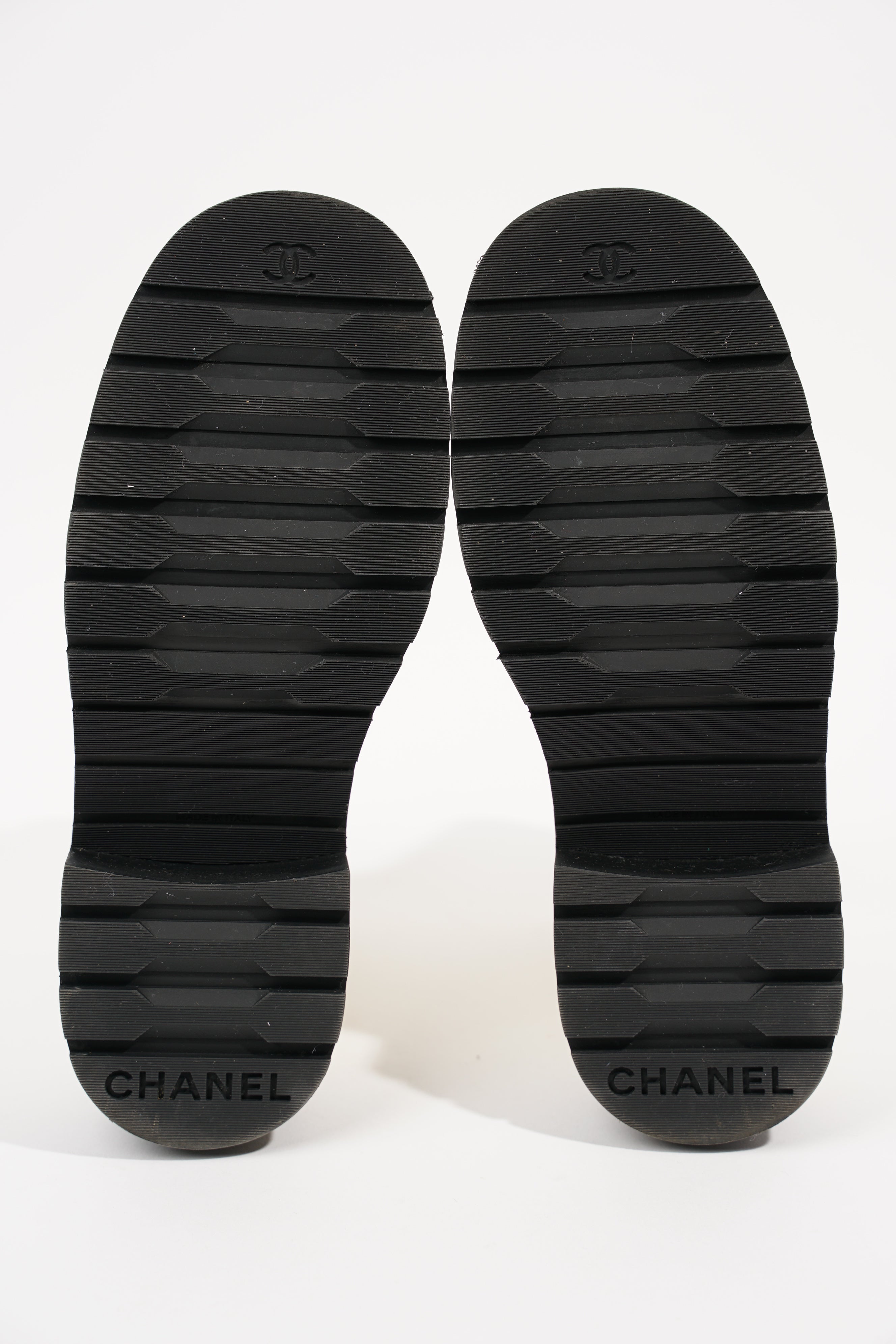 Chanel Womens CC Lace Up Boots White Black EU 35.5 / UK 2.5