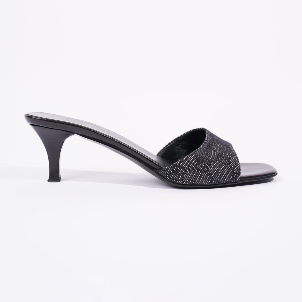 Gucci Womens Mule Sandals Black / White EU 37 / UK 4
