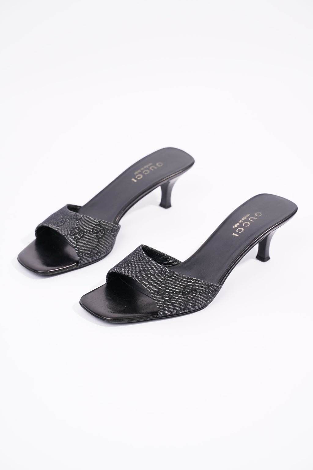 Gucci Womens Mule Sandals Black / White EU 37 / UK 4