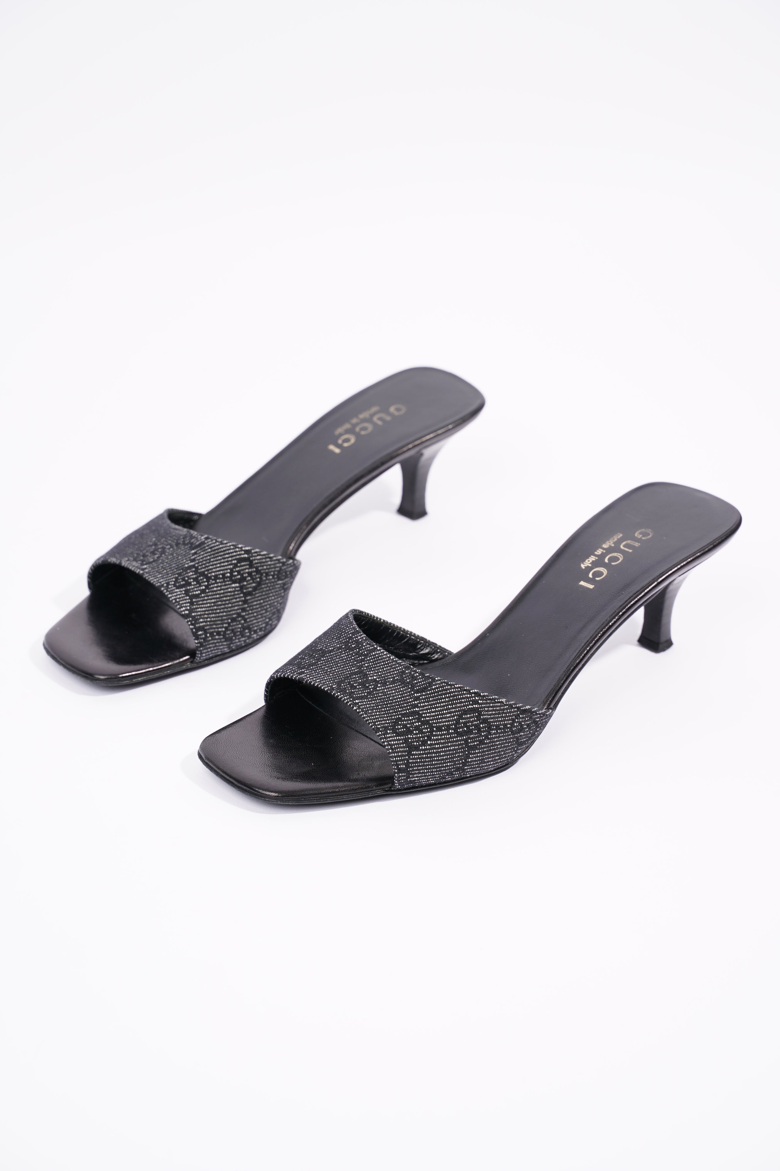 Gucci Womens Mule Sandals Black / White EU 37 / UK 4