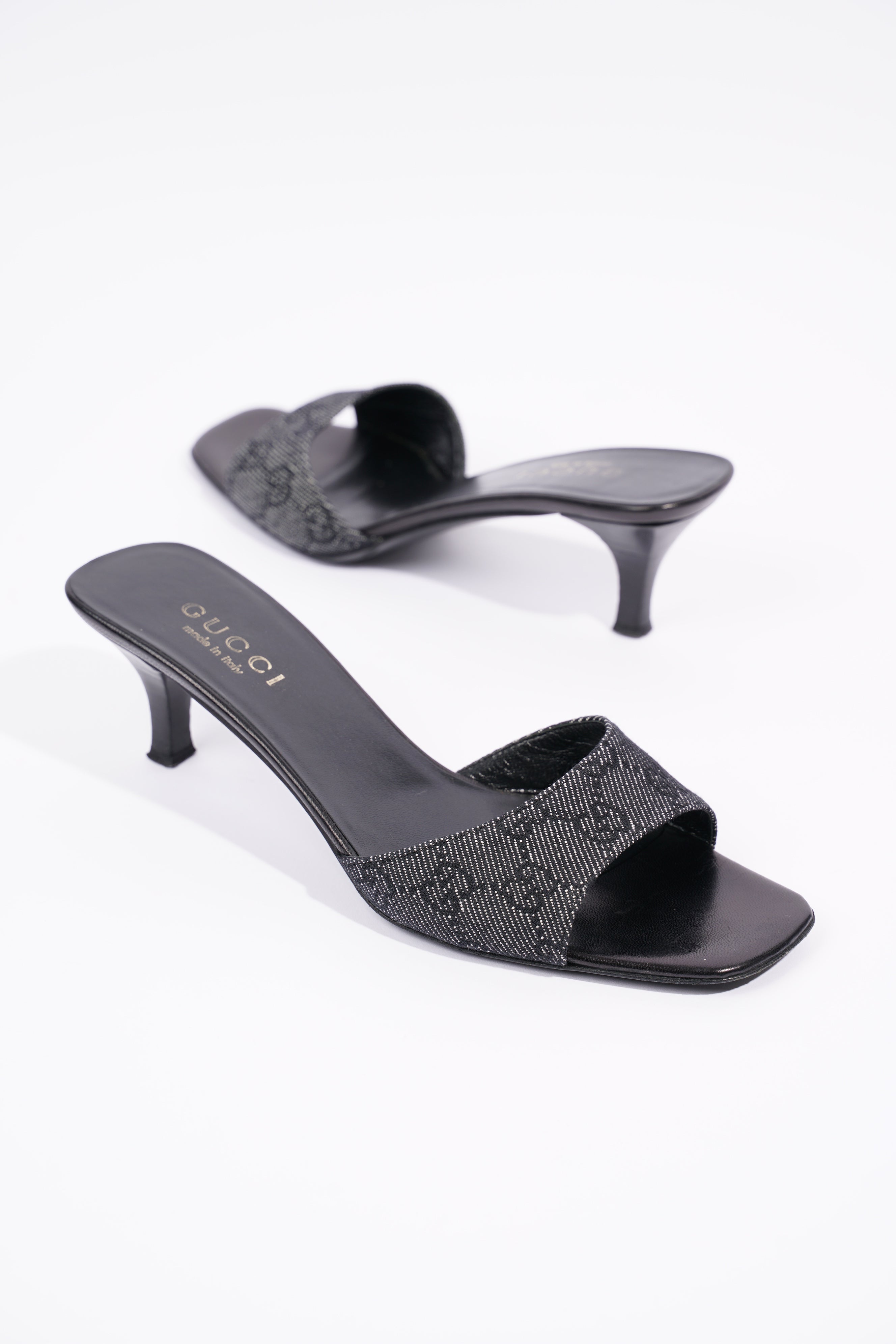 Gucci Womens Mule Sandals Black / White EU 37 / UK 4