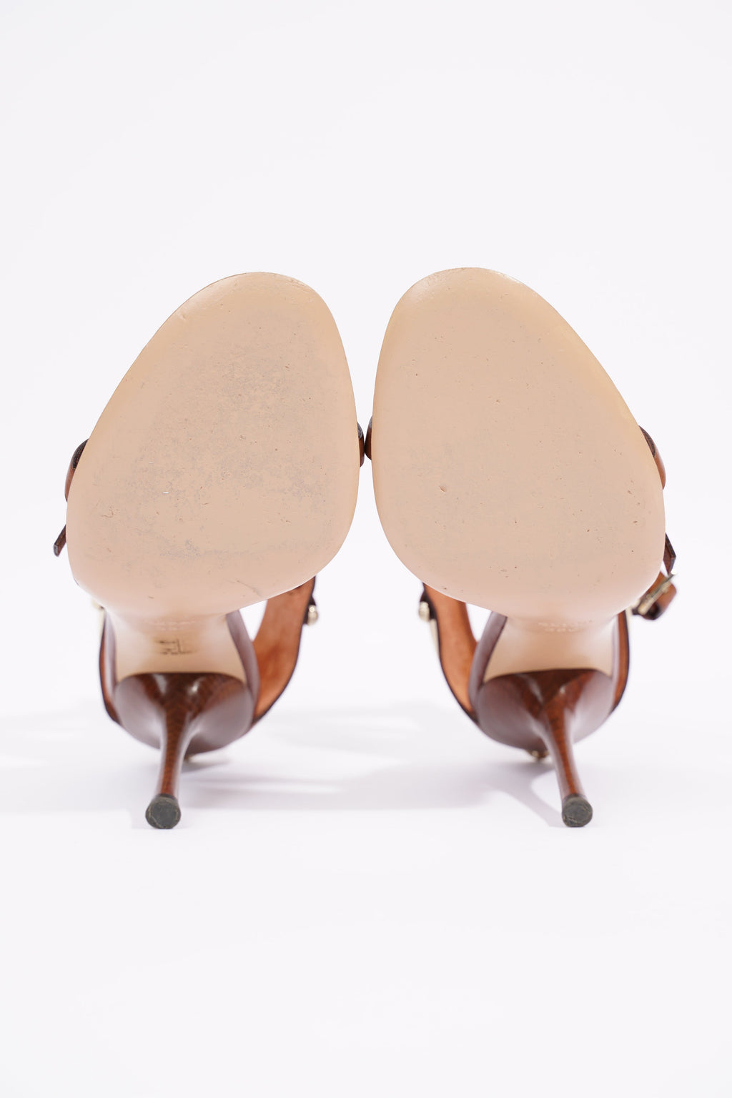 Gucci Womens Leather Strap Heels Brown EU 38 / UK 5