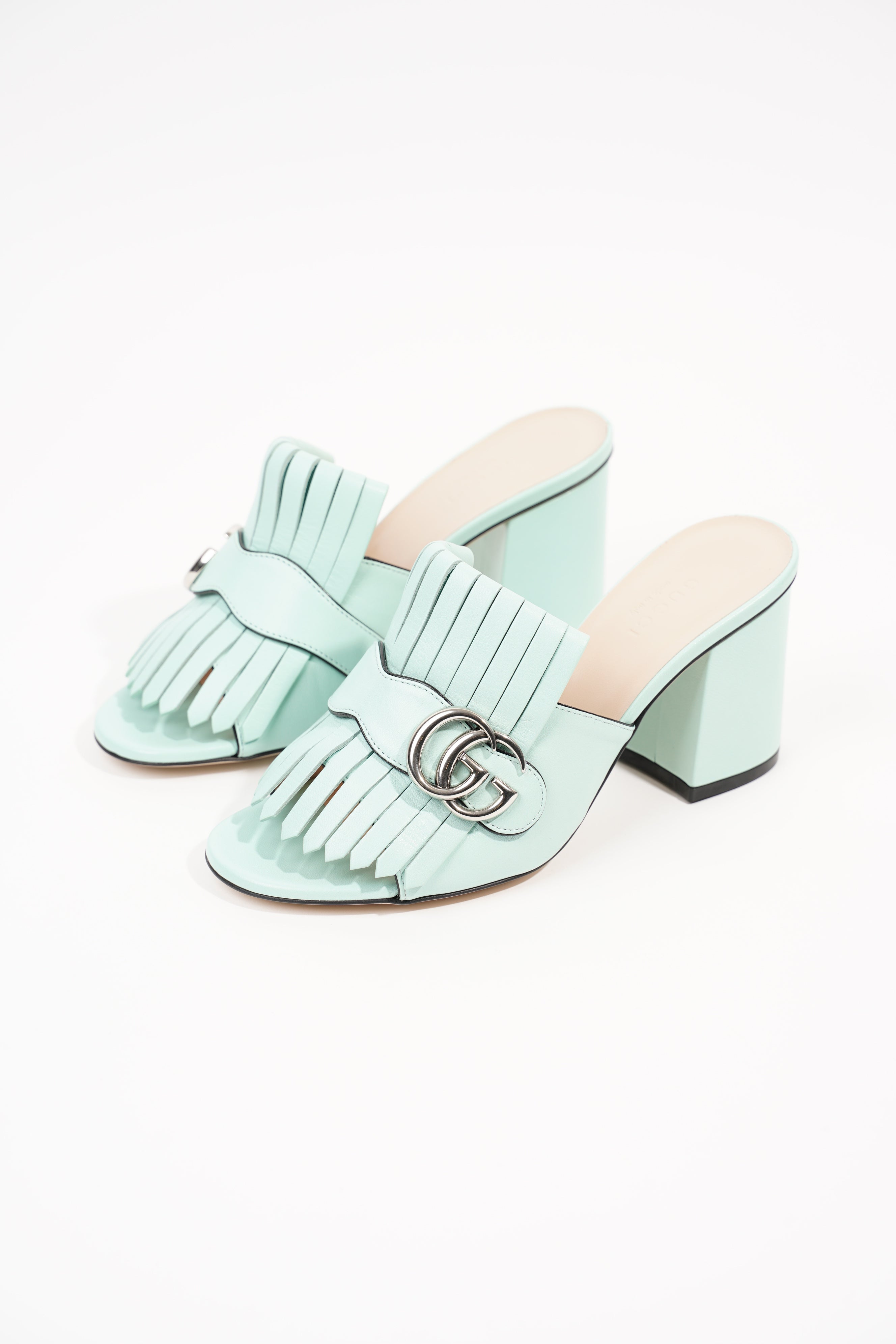 Gucci Womens Marmont Fringe Sandal Baby Blue EU 36 / UK 3