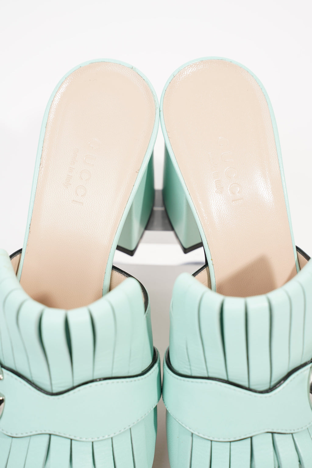 Gucci Womens Marmont Fringe Sandal Baby Blue EU 36 / UK 3