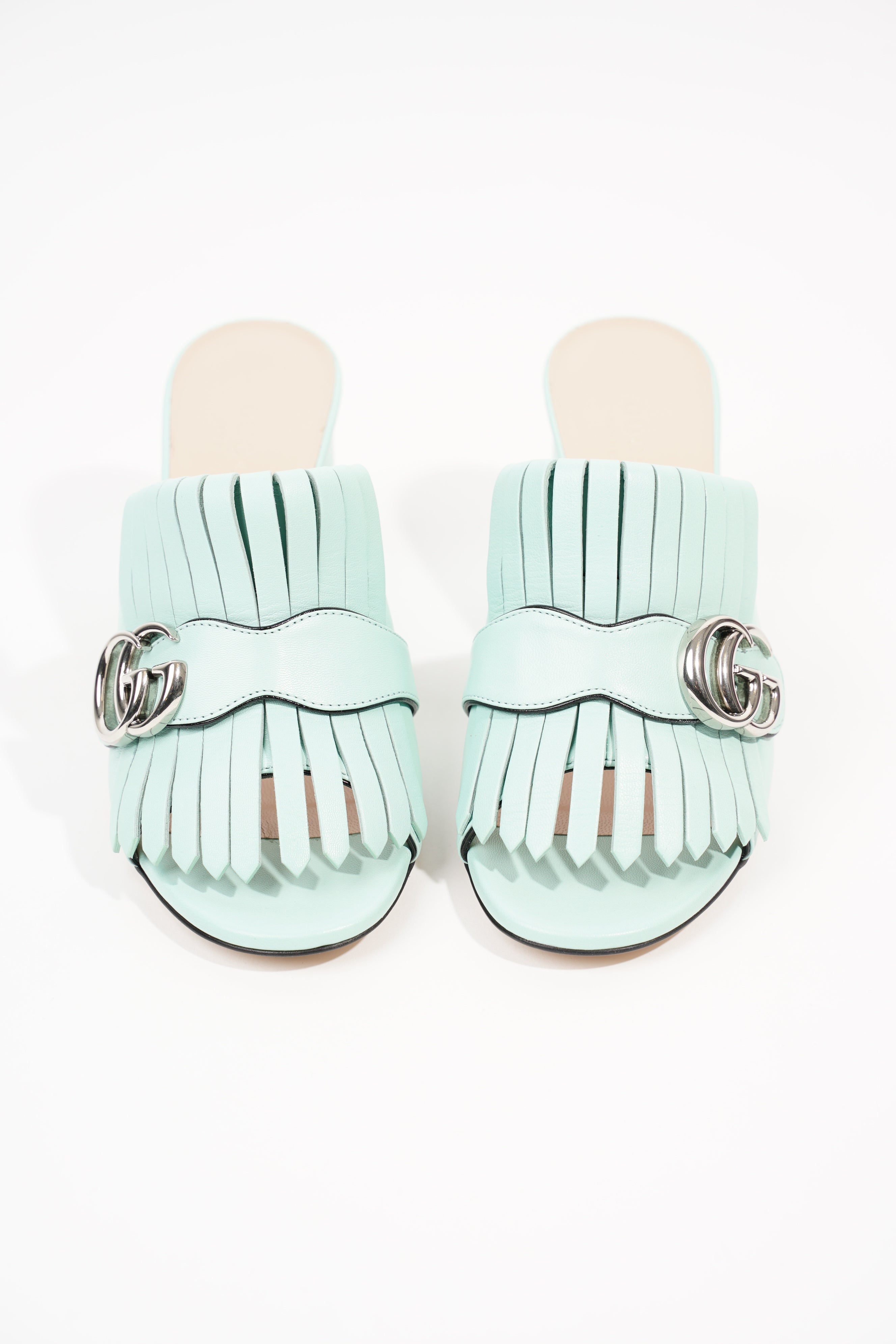 Gucci Womens Marmont Fringe Sandal Baby Blue EU 36 / UK 3