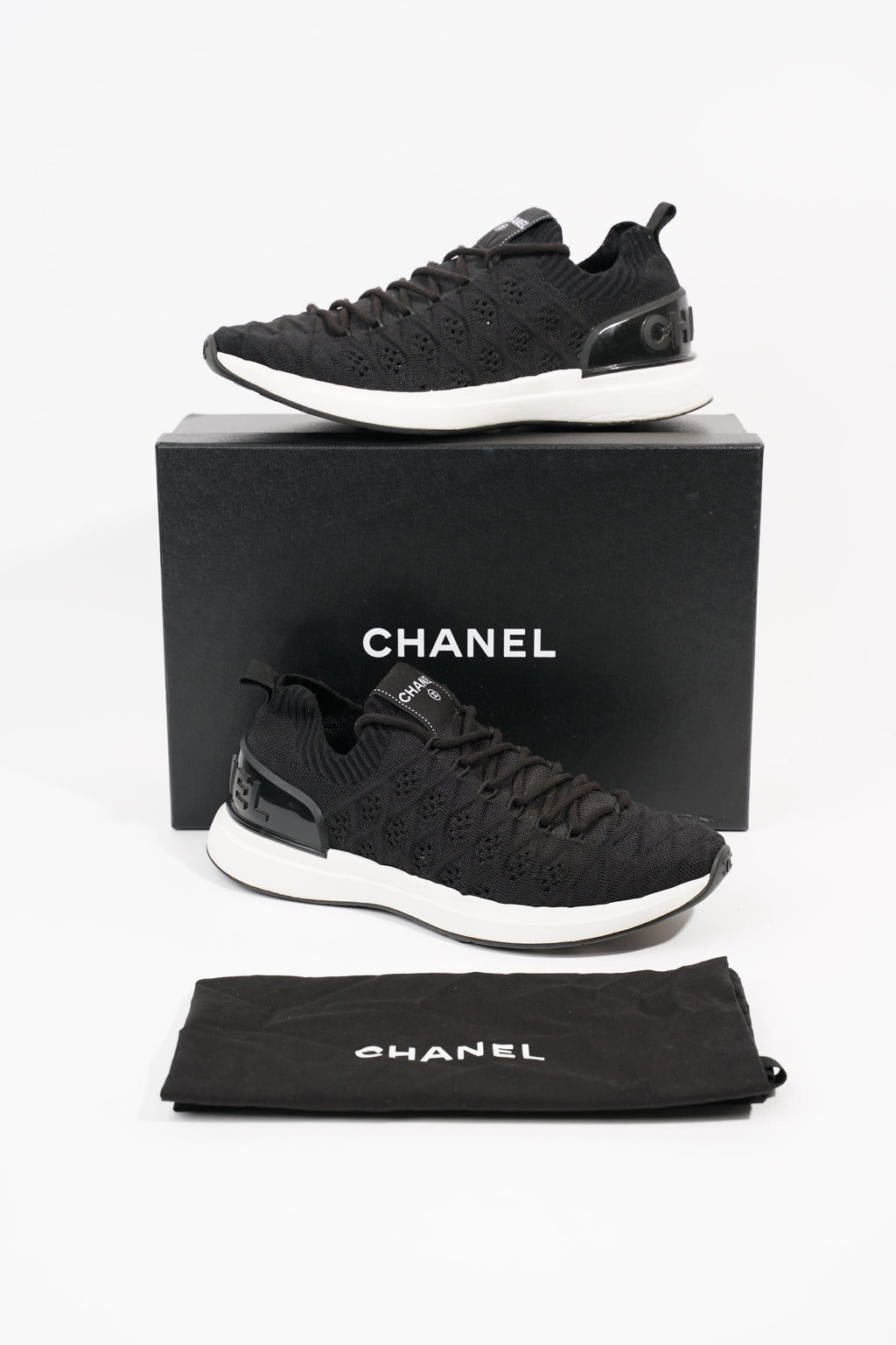 Chanel Womens Knitted Sneaker Black EU 38 / UK 5