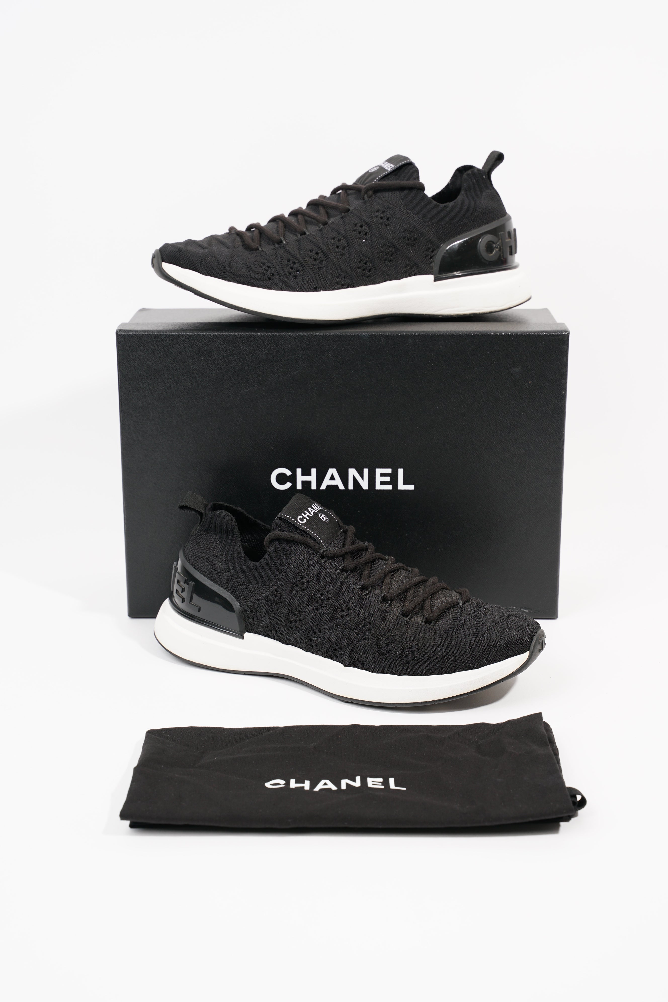 Chanel Womens Knitted Sneaker Black EU 38 / UK 5