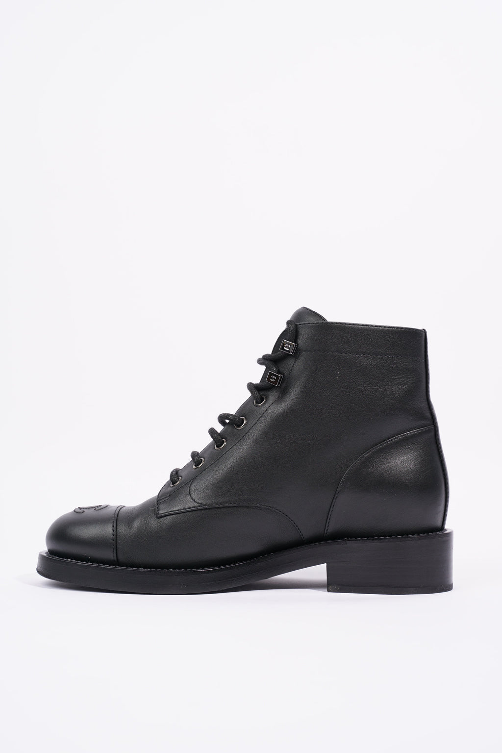 Chanel Womens Lace Up Boot Black EU 38.5 / UK 5.5