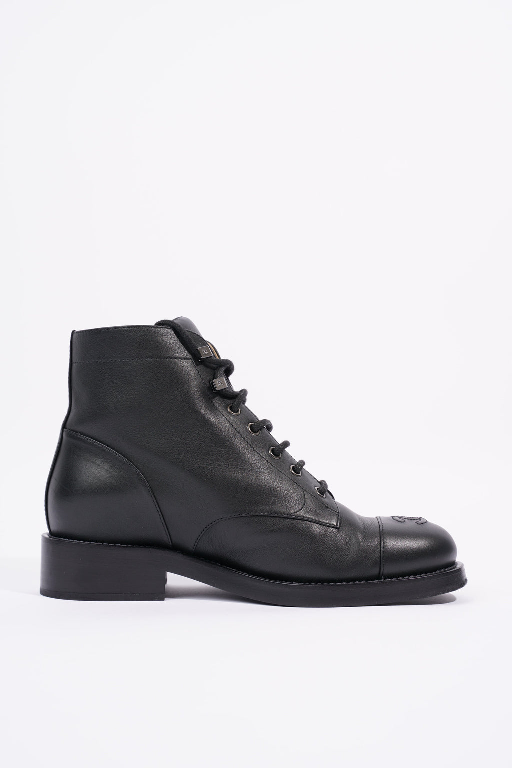 Chanel Womens Lace Up Boot Black EU 38.5 / UK 5.5