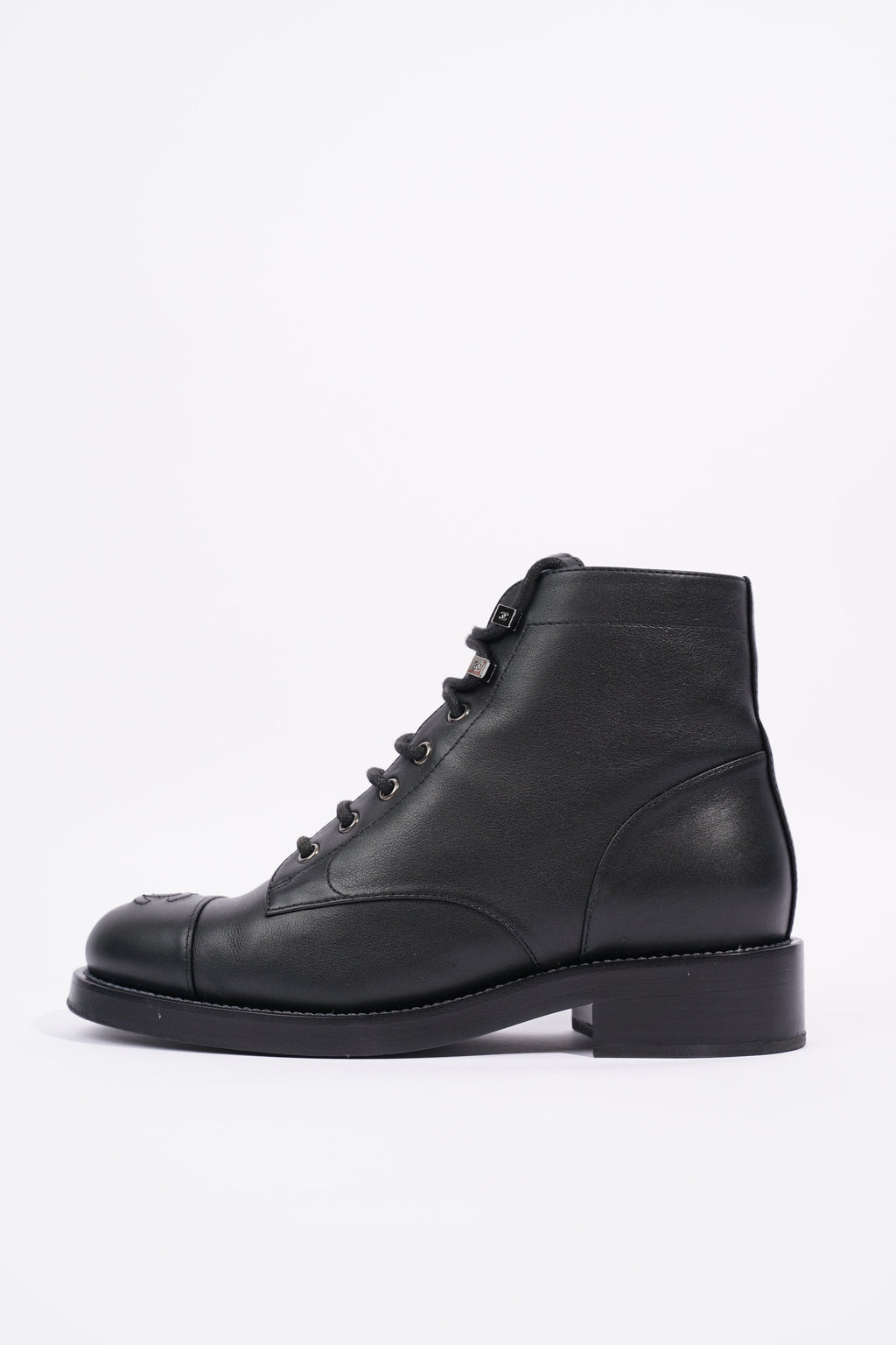 Chanel Womens Lace Up Boot Black EU 38.5 / UK 5.5