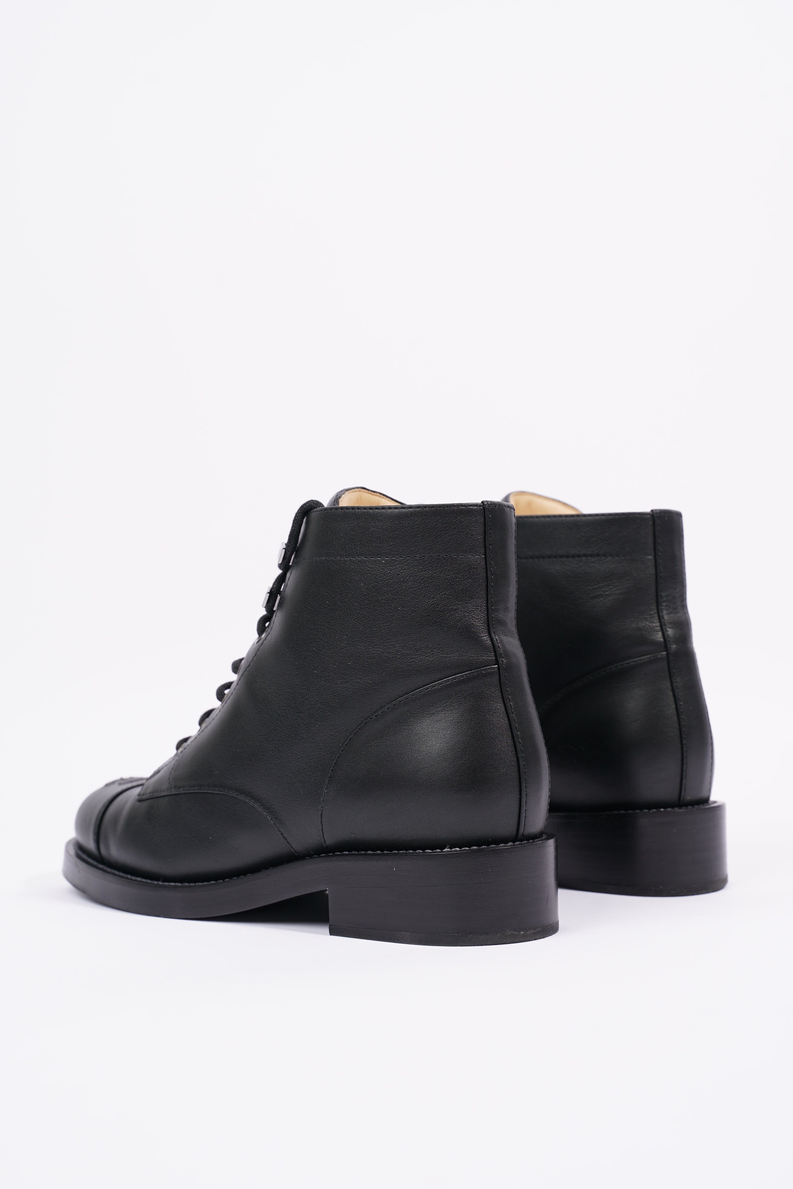 Chanel Womens Lace Up Boot Black EU 38.5 / UK 5.5