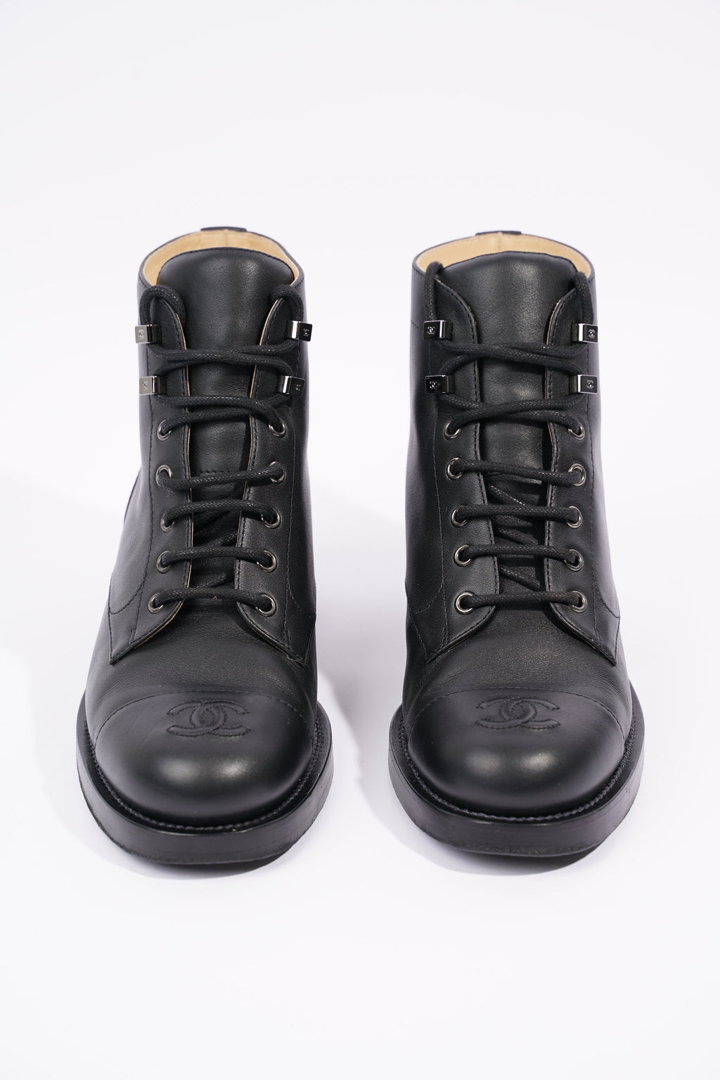 Chanel Womens Lace Up Boot Black EU 38.5 / UK 5.5