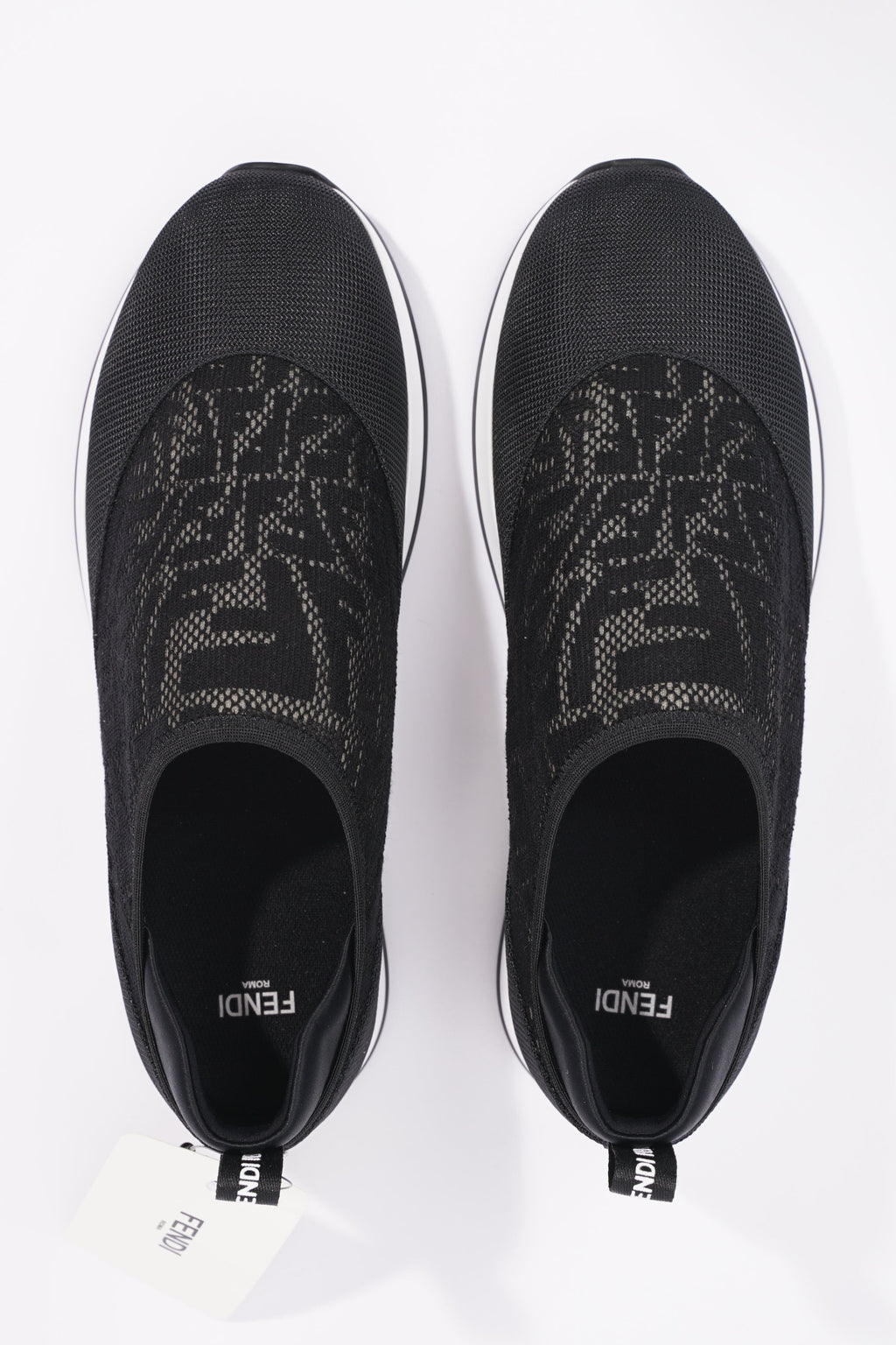 Fendi Womens Slip On Sneaker Black / White EU 39 / UK 6