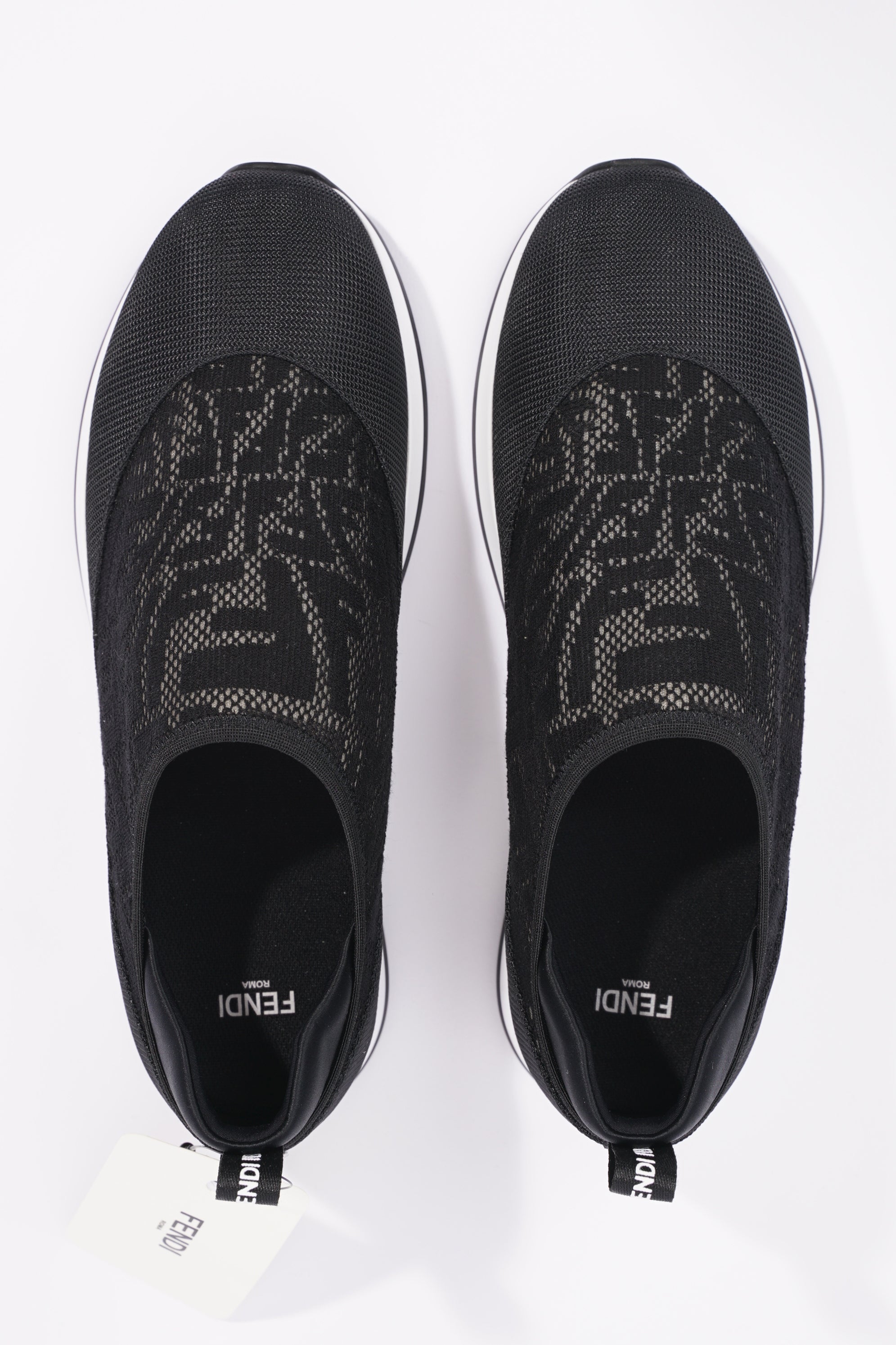 Fendi Womens Slip On Sneaker Black / White EU 39 / UK 6