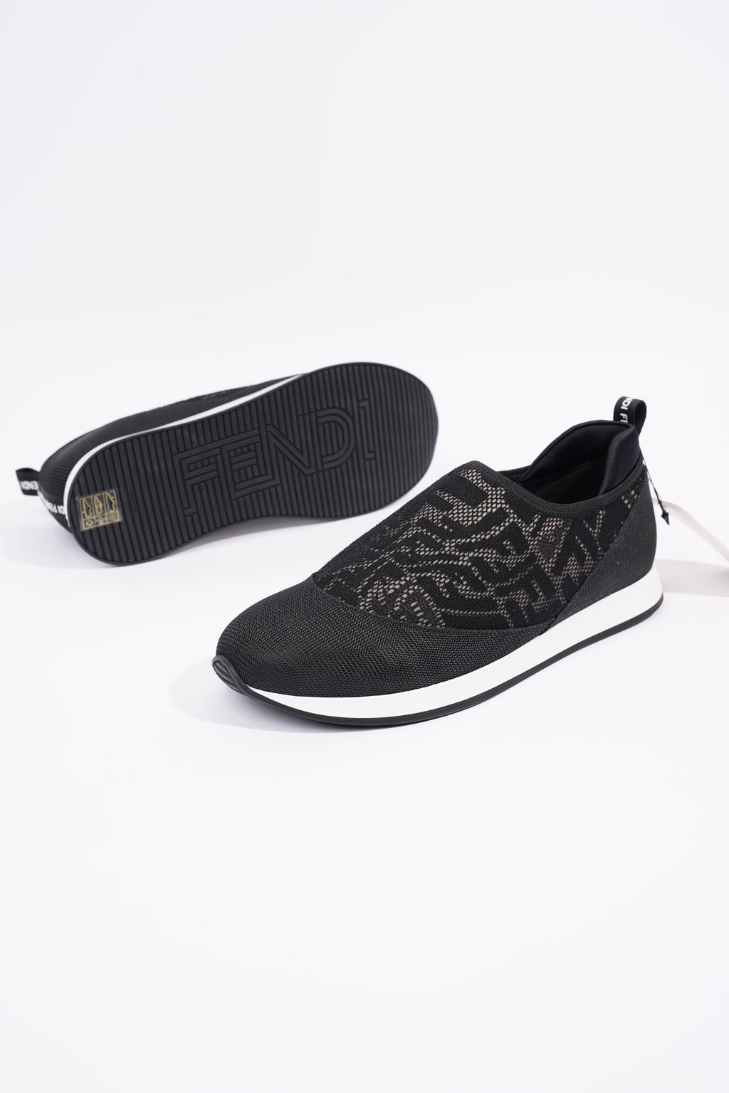 Fendi Womens Slip On Sneaker Black / White EU 39 / UK 6