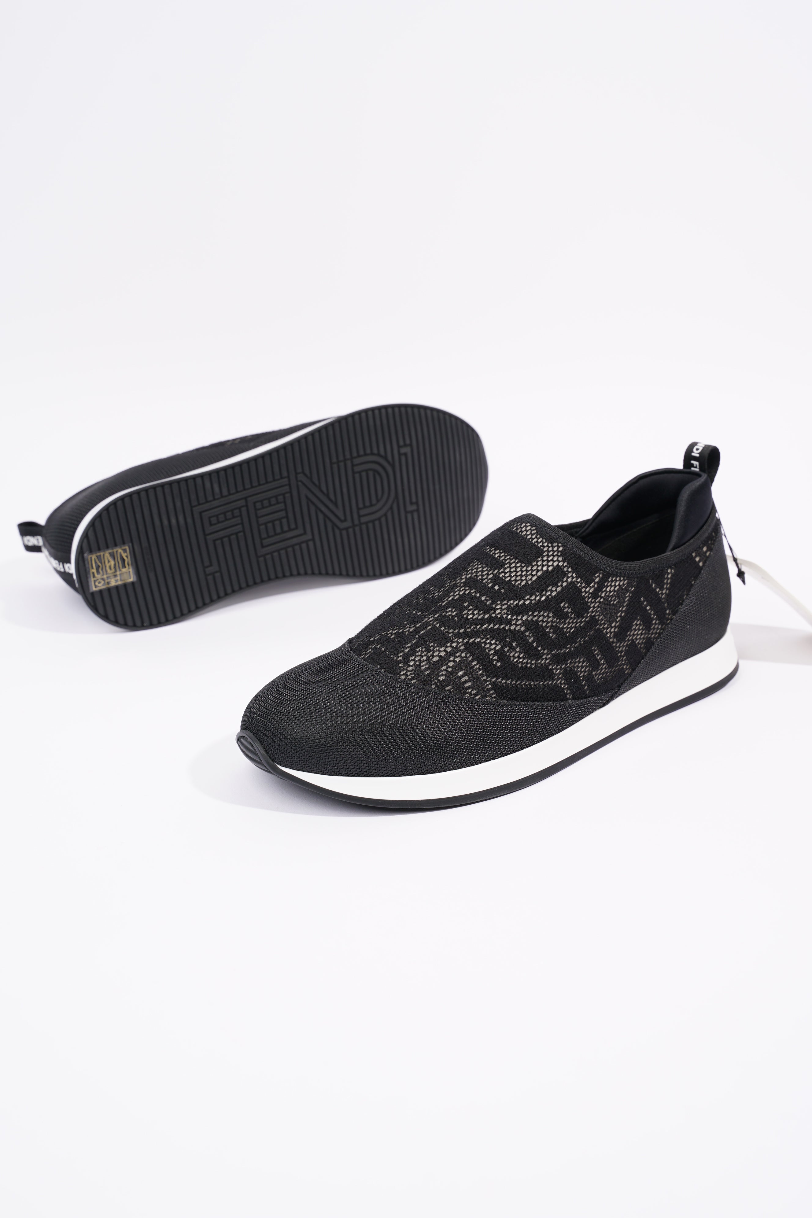 Fendi Womens Slip On Sneaker Black / White EU 39 / UK 6