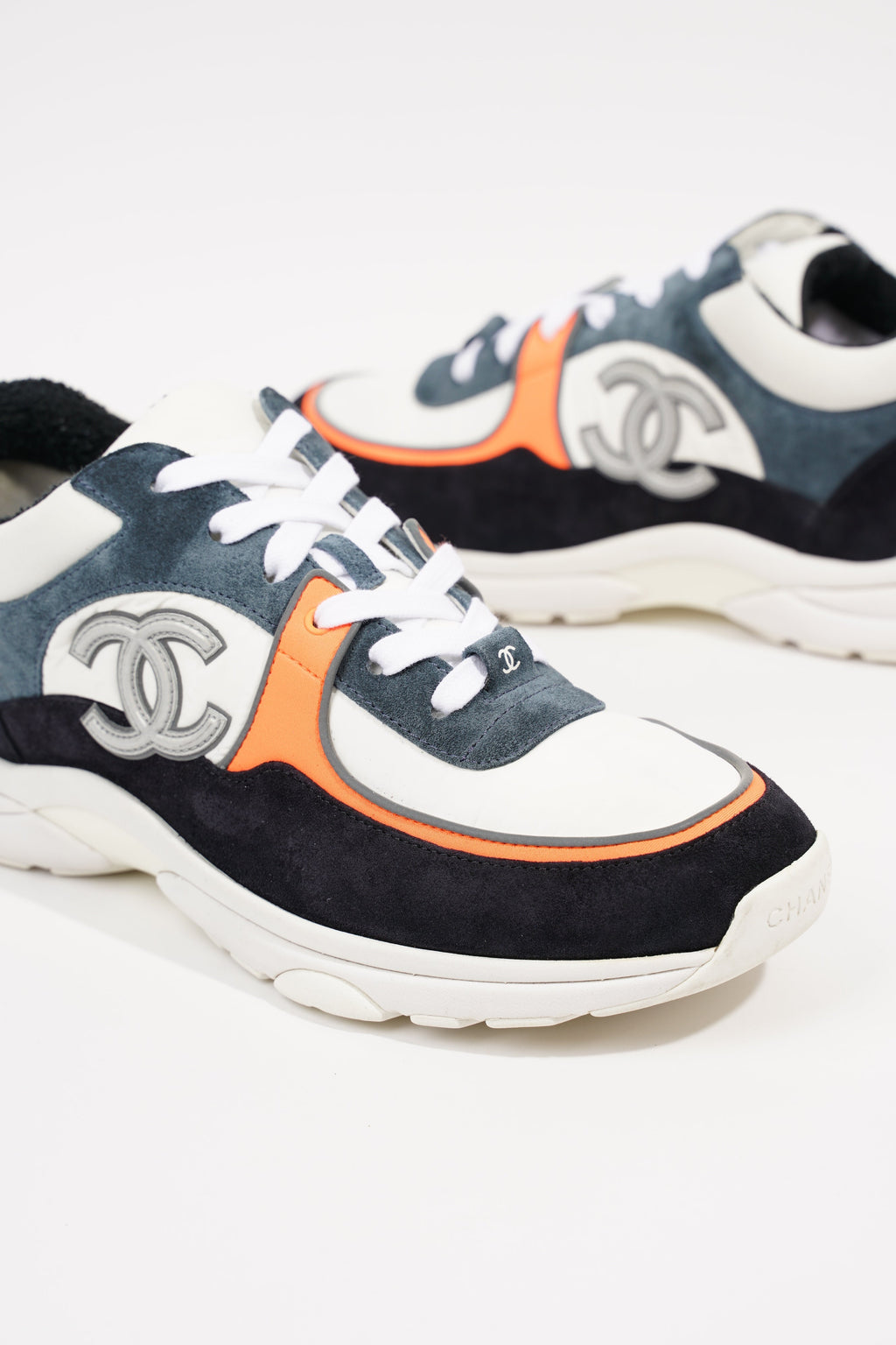 Chanel Womens CC Logo White / Blue / Orange EU 40 / UK 7