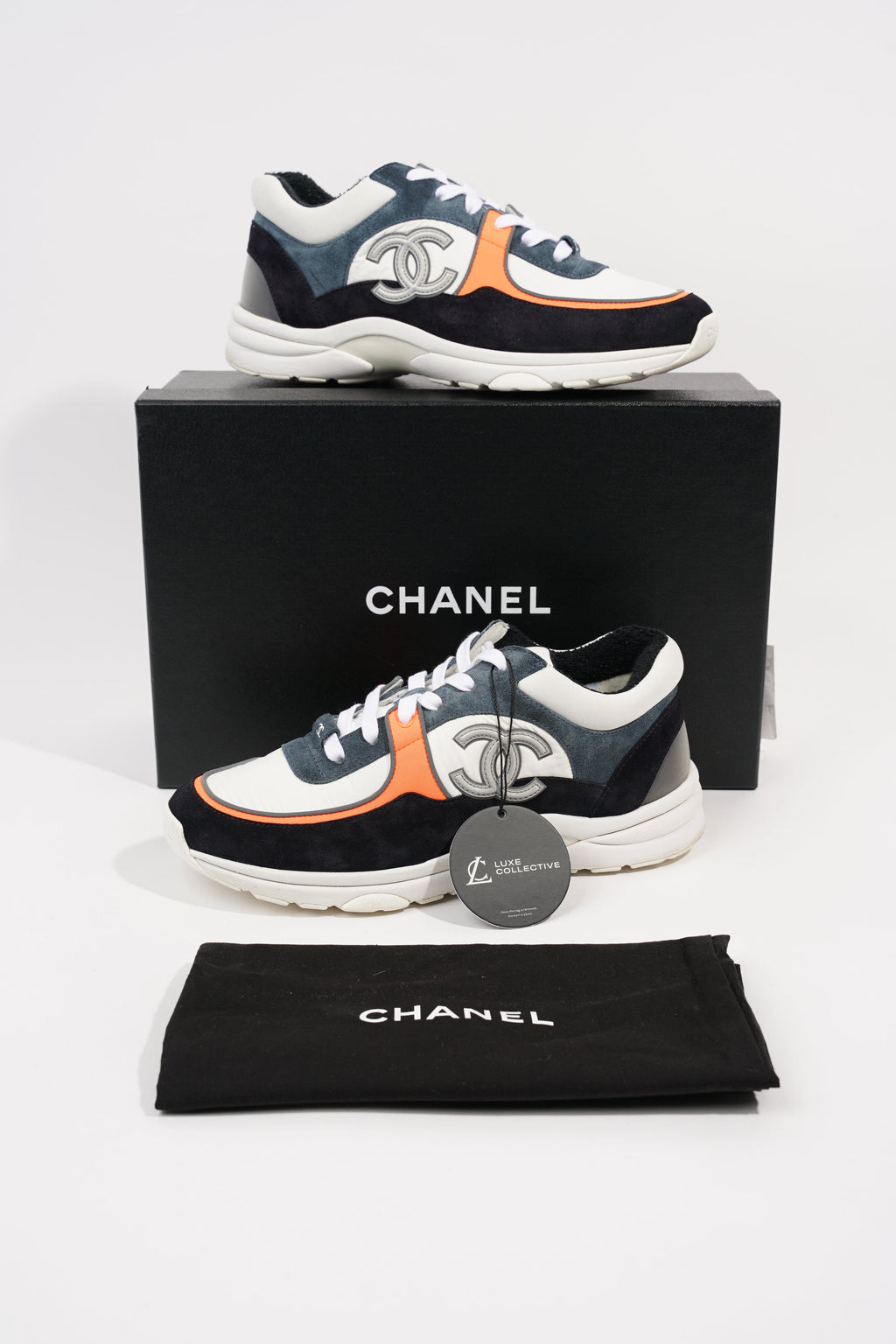 Chanel Womens CC Logo White / Blue / Orange EU 40 / UK 7