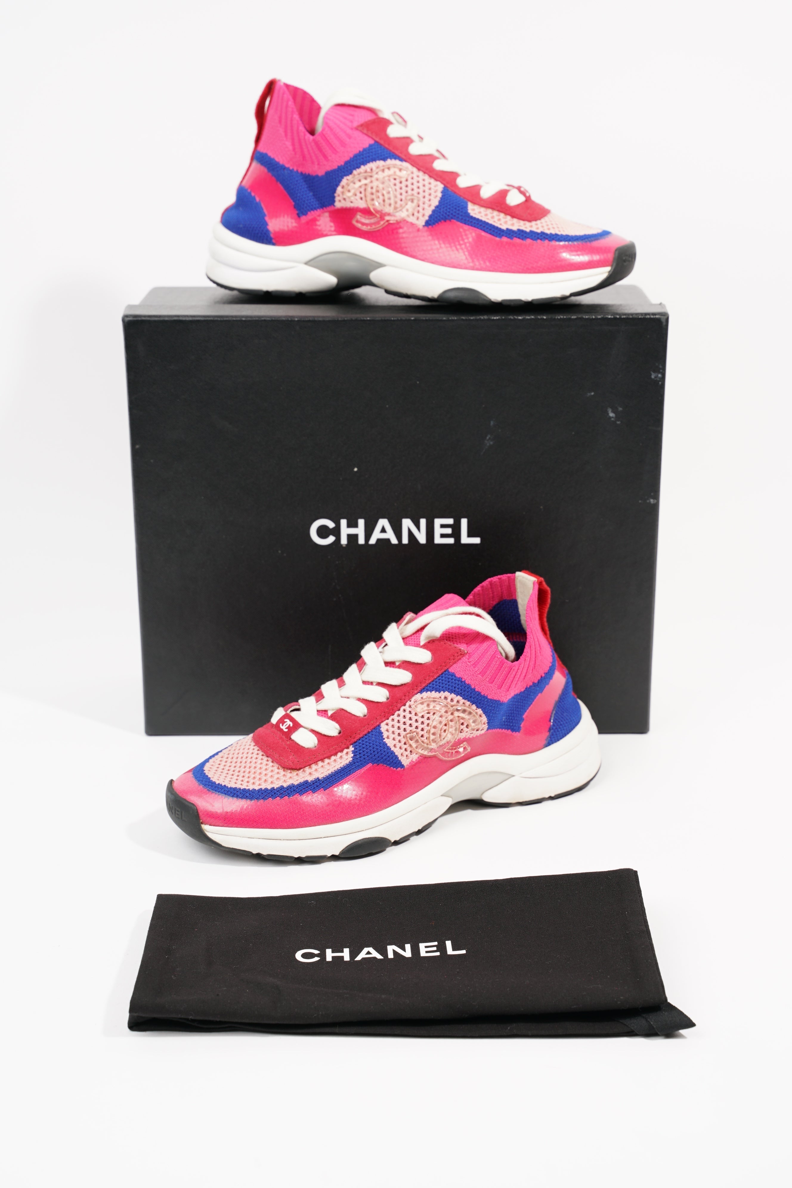 Chanel Womens CC Logo Knit Pink / Blue EU 36.5 / UK 3.5